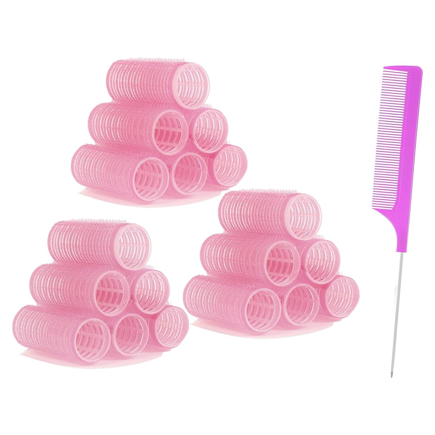 Rulos Autoadhesivos ZMD 18 Pcs Rosa 6.1 x 2.0 cm Sin Calor