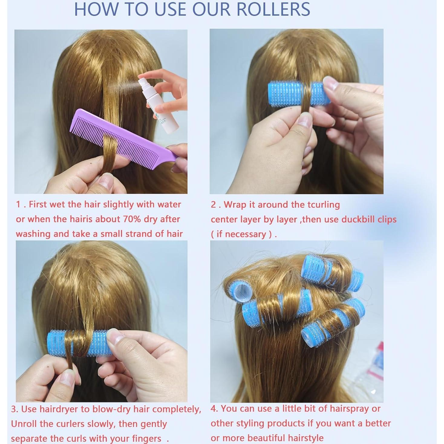 Rulos Autoadhesivos ZMD 18 Pcs Rosa 6.1 x 2.0 cm Sin Calor