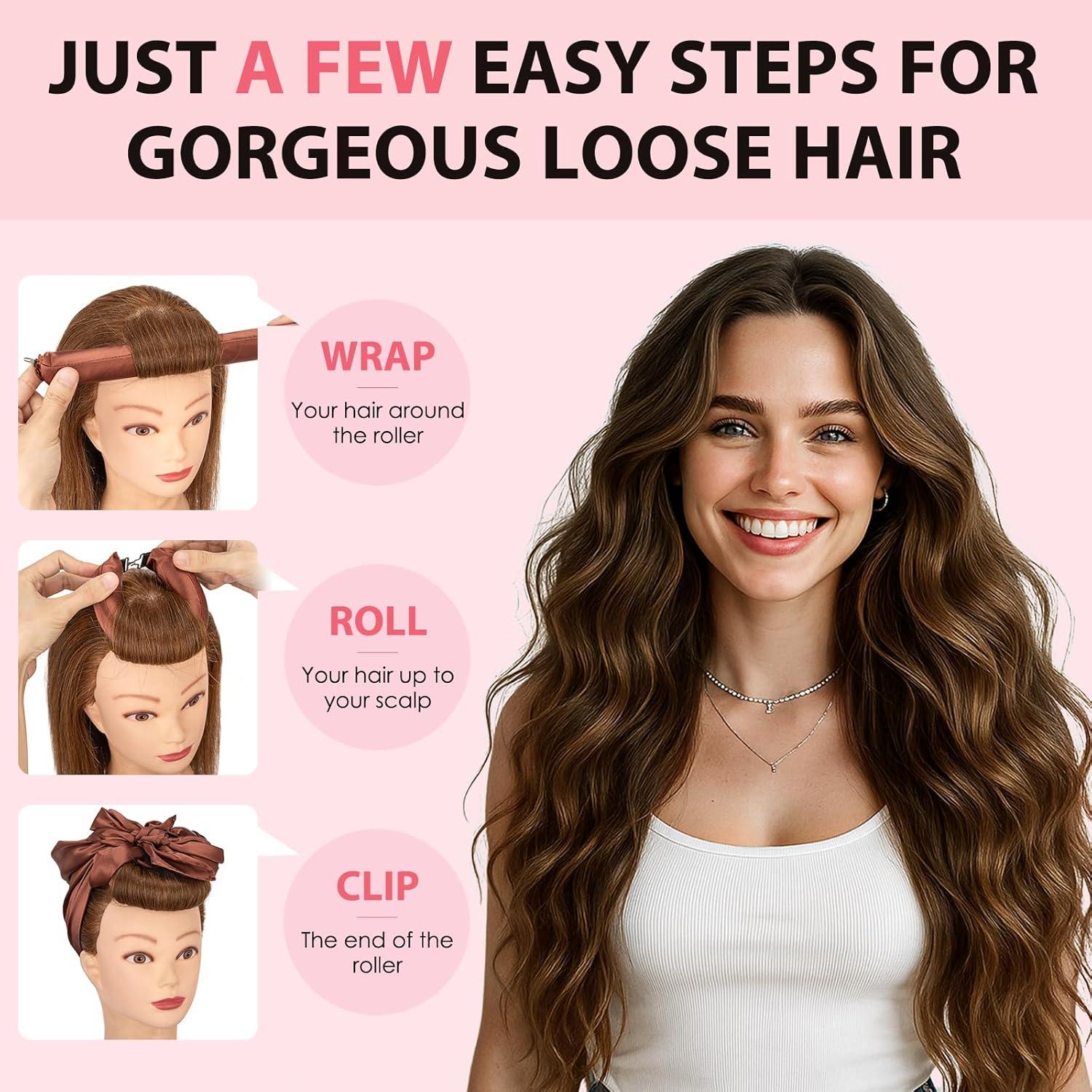 Rizador de Cabello Sin Calor US Fashion Outlet - Rosa Claro, Juego de 3