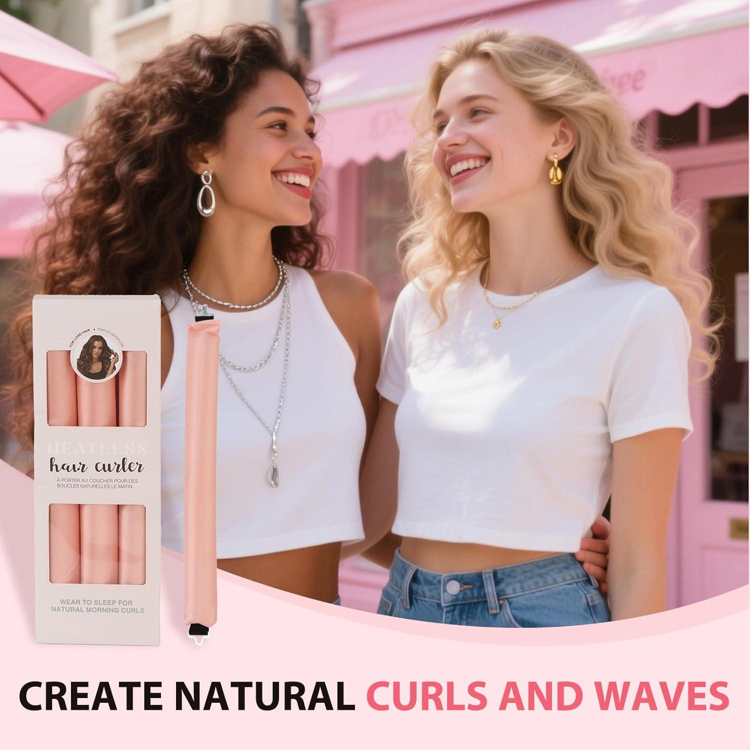 Rizador de Cabello Sin Calor US Fashion Outlet - Rosa Claro, Juego de 3