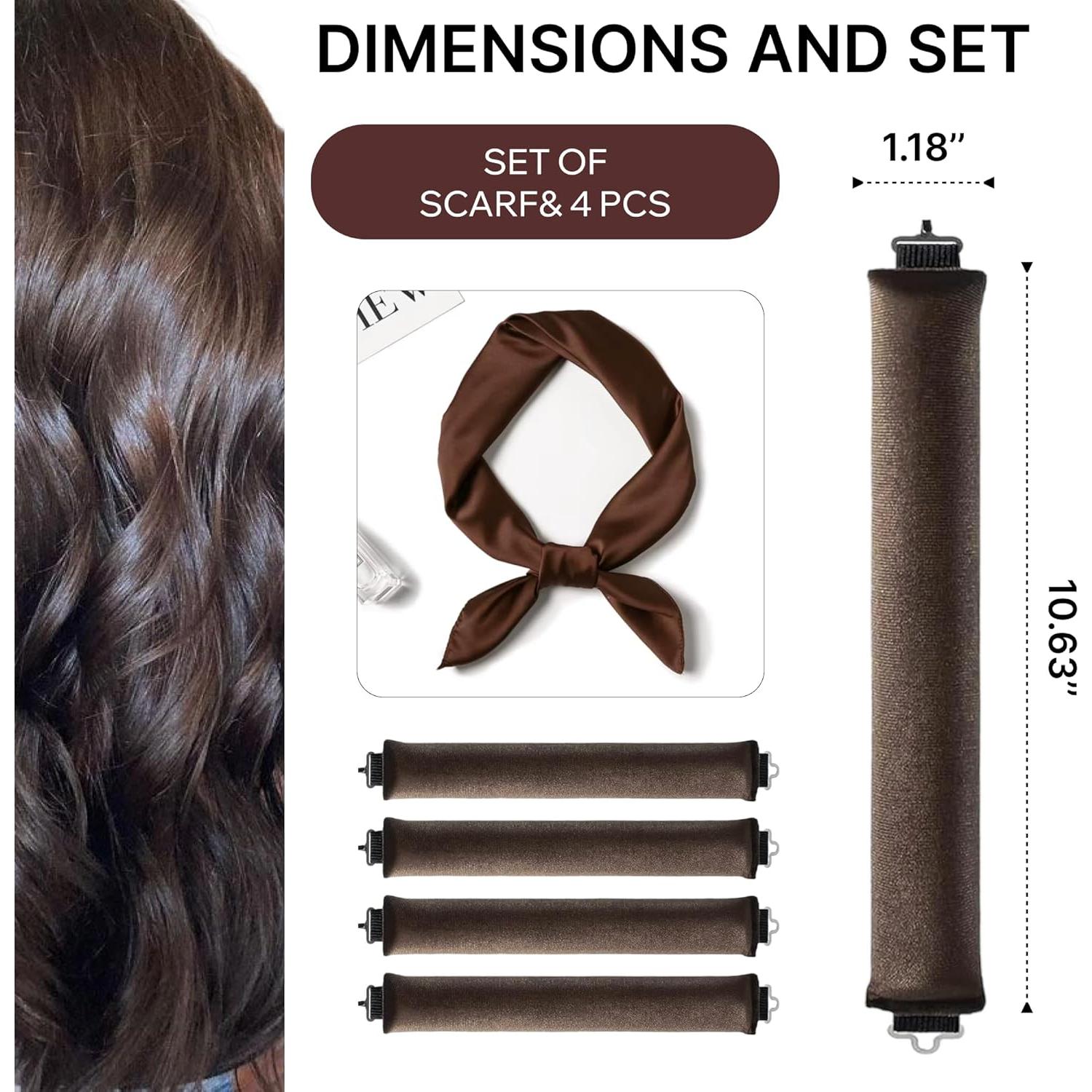 Set Rizador Sin Calor 4PCS + Bufanda Terciopelo para Dormir