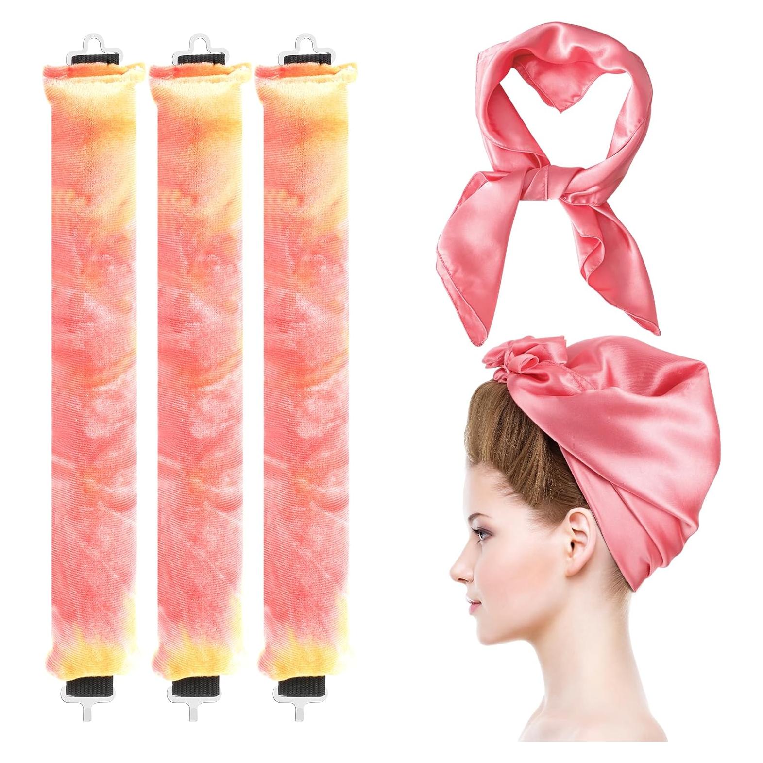 Rulos Sin Calor Obeoby 4 en 1 Terciopelo Naranja para Cabello