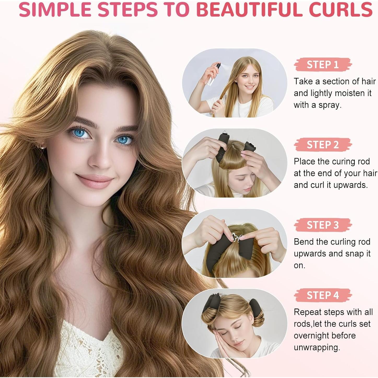 Set de Rulos Sin Calor Frnoip - 6 Piezas para Cabello Largo