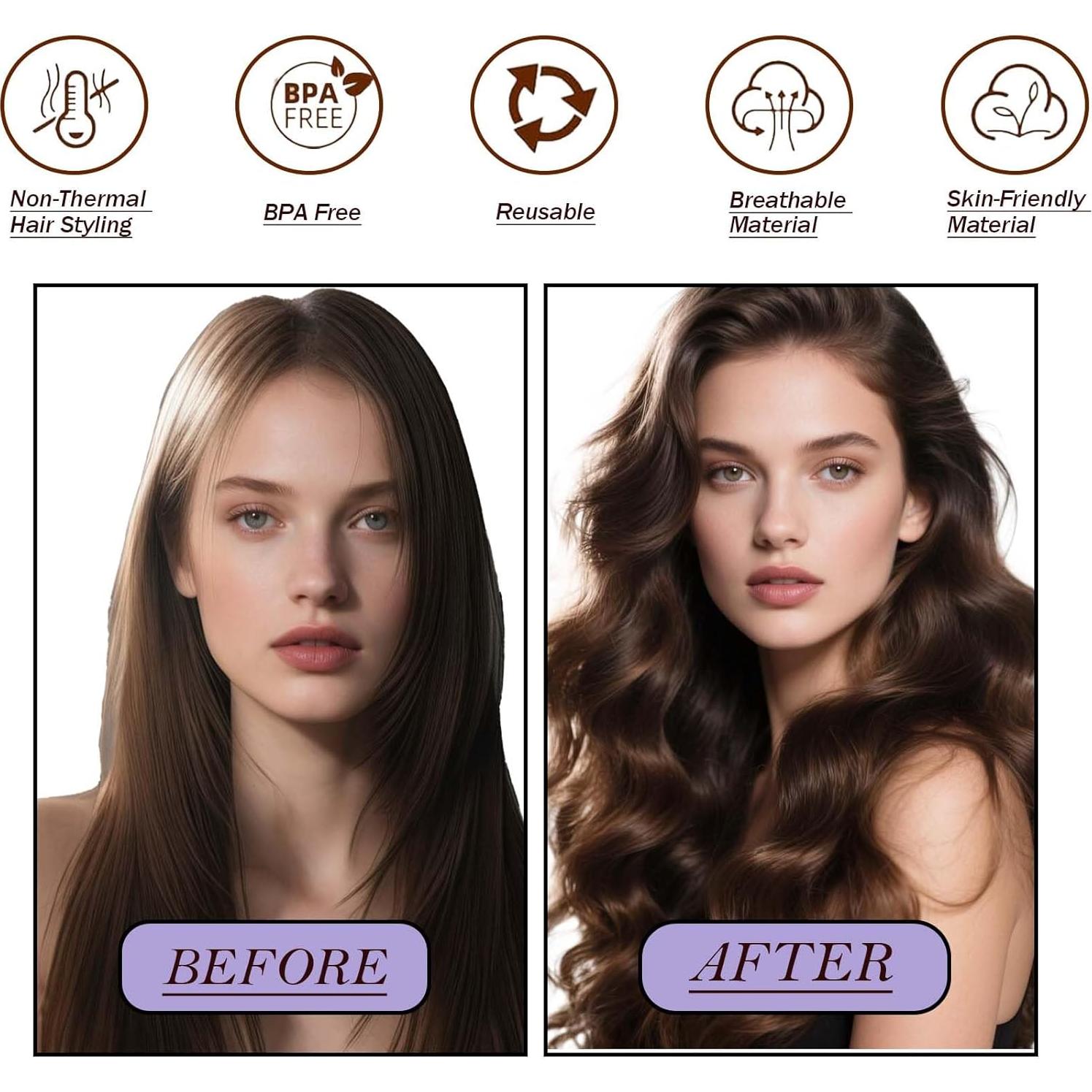 Rizador de Cabello Sin Calor Nolniu - Set 5 Piezas Terciopelo