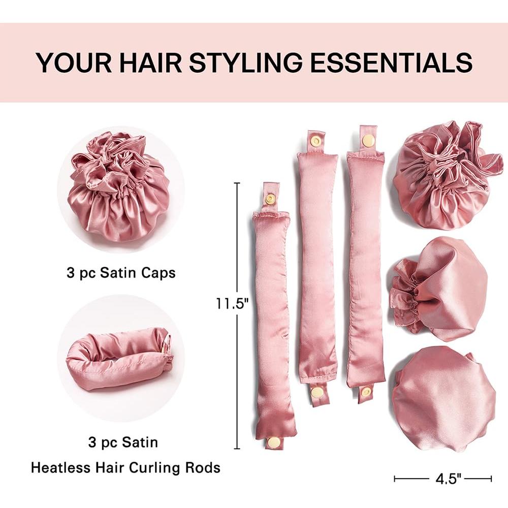 Rizador de Cabello Sin Calor Ariuvor 6PCS Rosa - Rulos Suaves