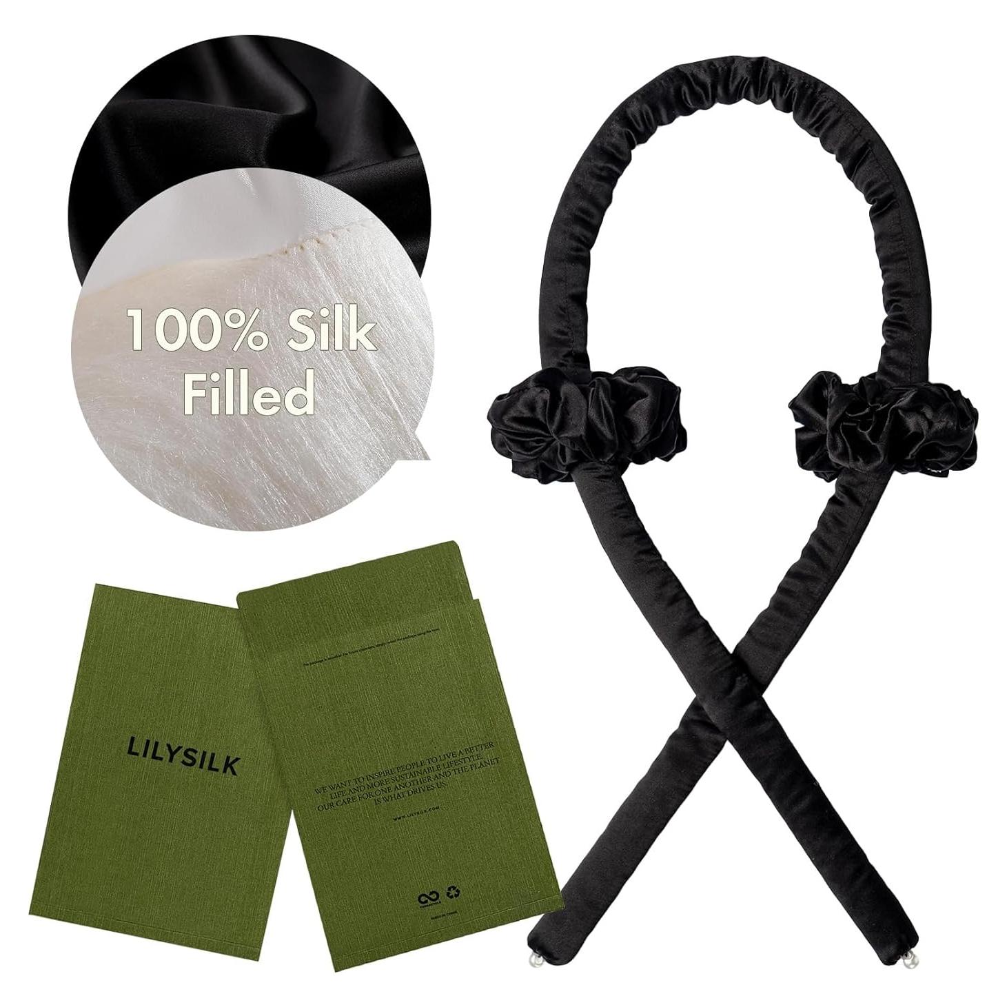 Juego de Rizado Sin Calor LILYSILK 100% Seda Morera Negro