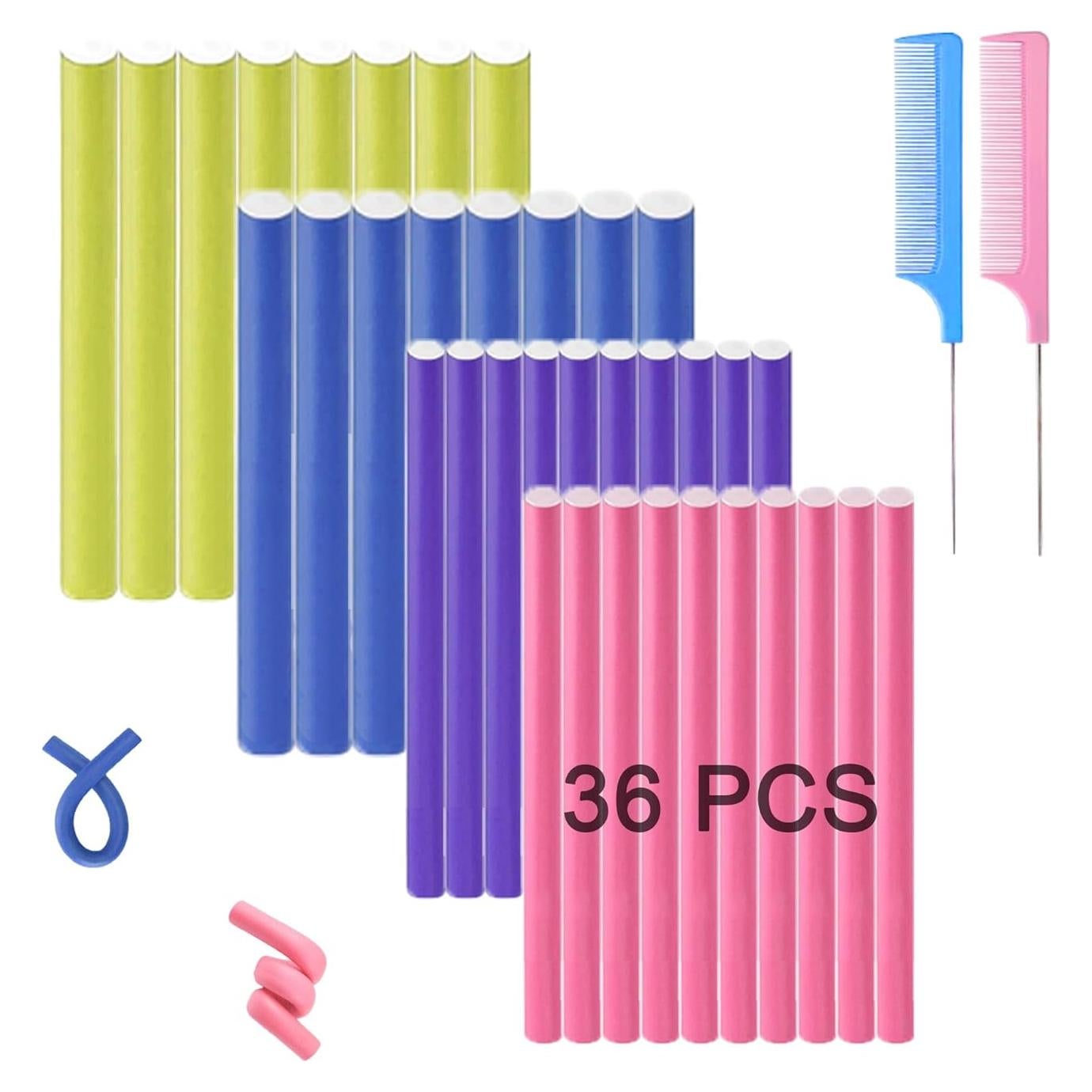 Juego de Rulos de Cabello Flexible Beacharm 36 Pcs 17.78 cm