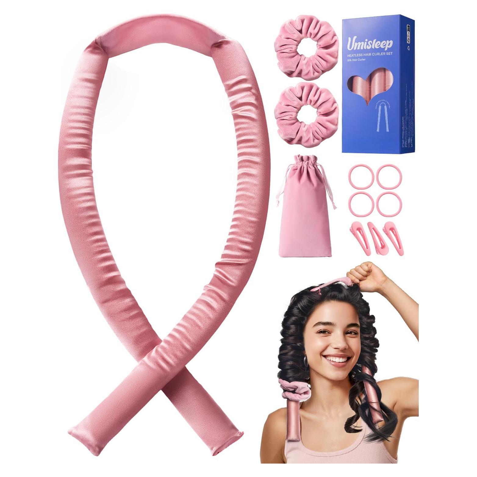 Rizador de Cabello Sin Calor Umisleep 22 Momme Seda Rosa