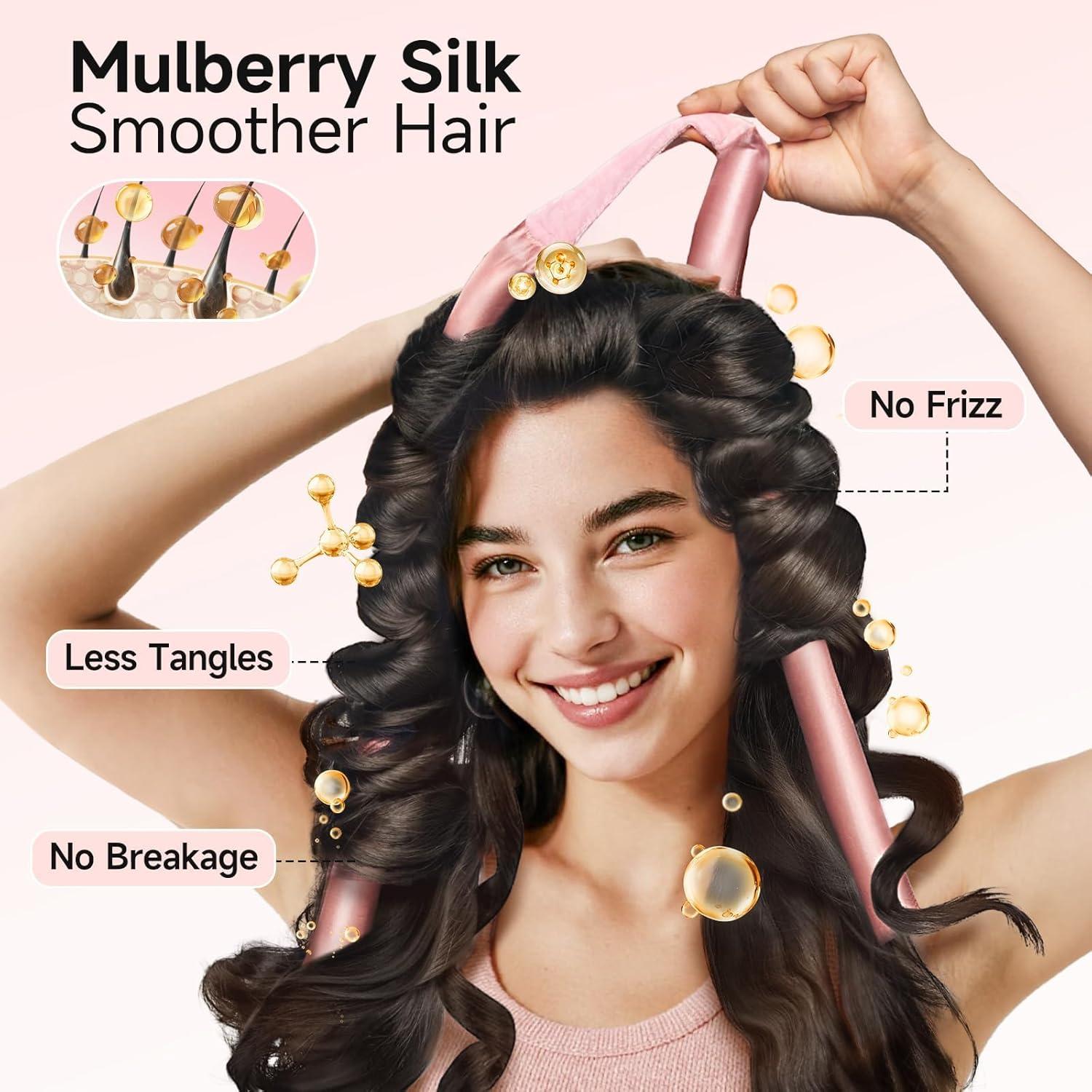 Rizador de Cabello Sin Calor Umisleep 22 Momme Seda Rosa