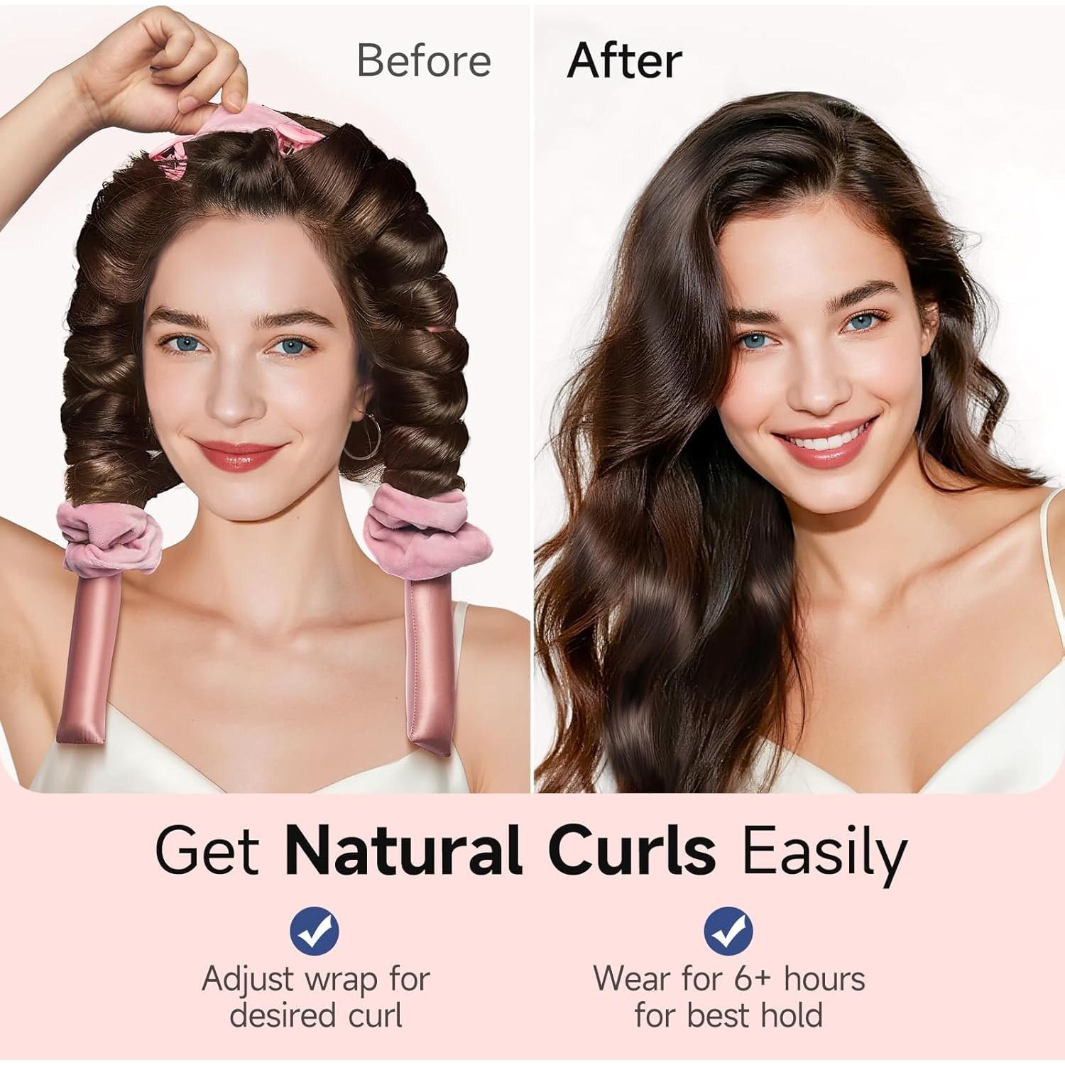 Rizador de Cabello Sin Calor Umisleep 22 Momme Seda Rosa