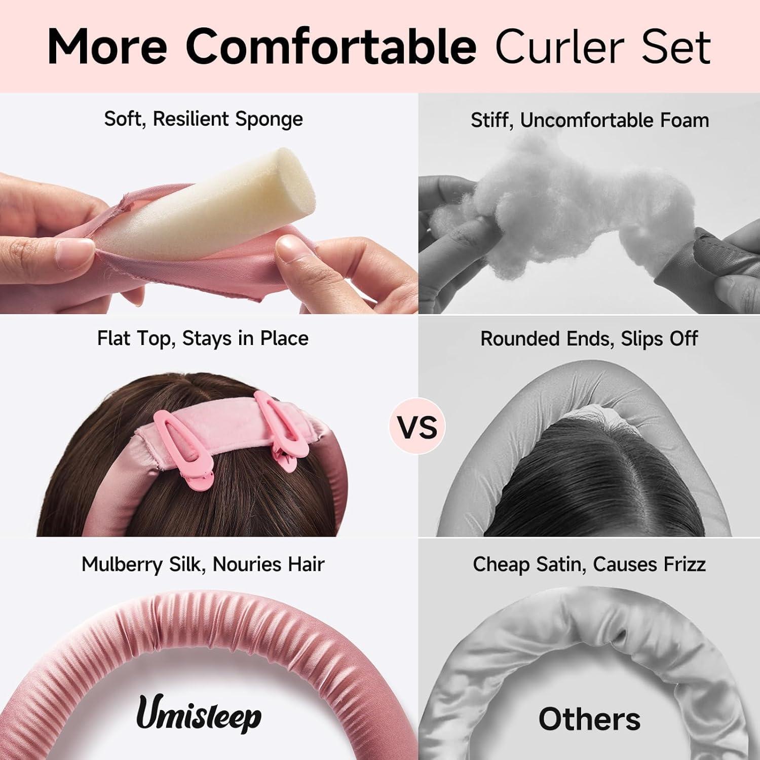 Rizador de Cabello Sin Calor Umisleep 22 Momme Seda Rosa