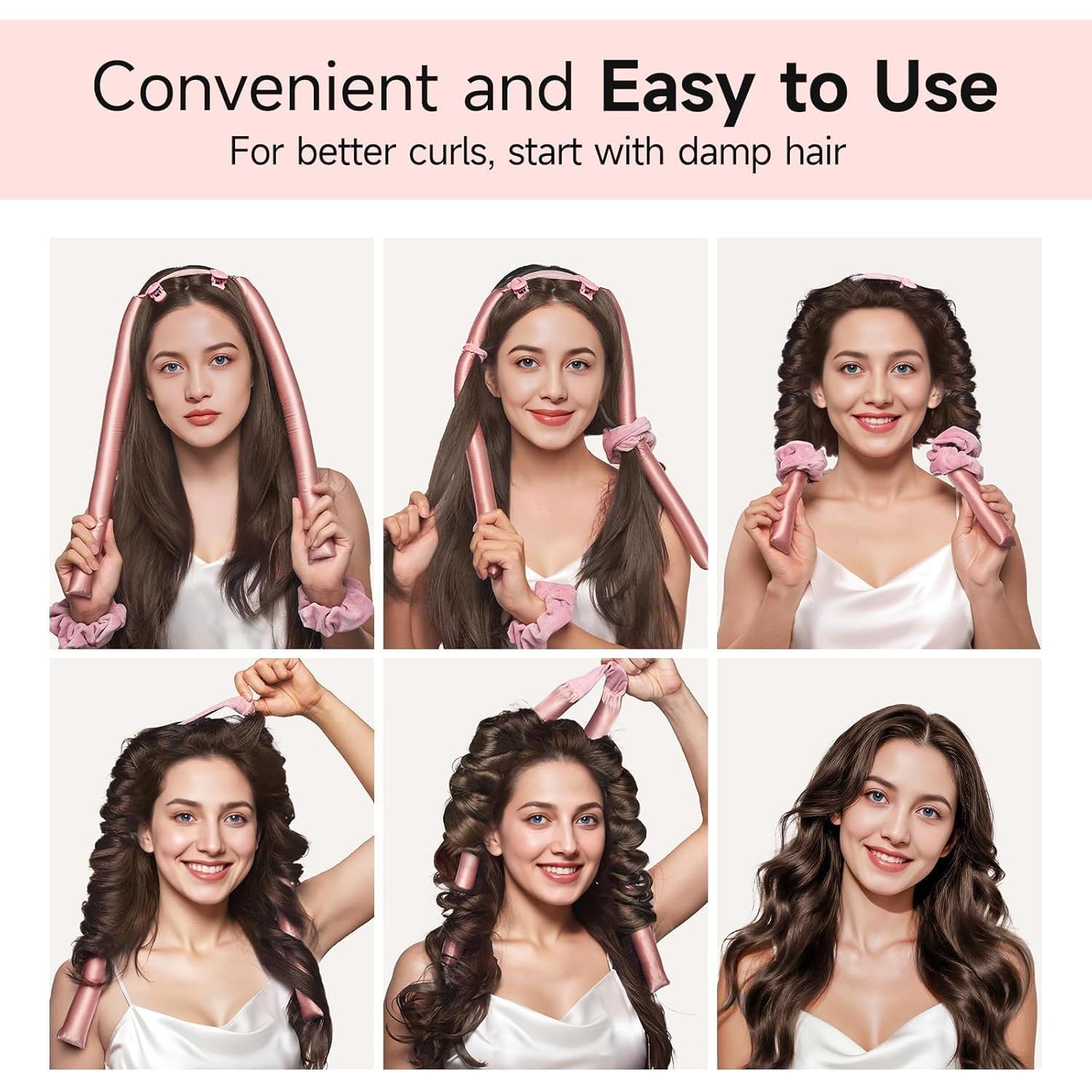 Rizador de Cabello Sin Calor Umisleep 22 Momme Seda Rosa