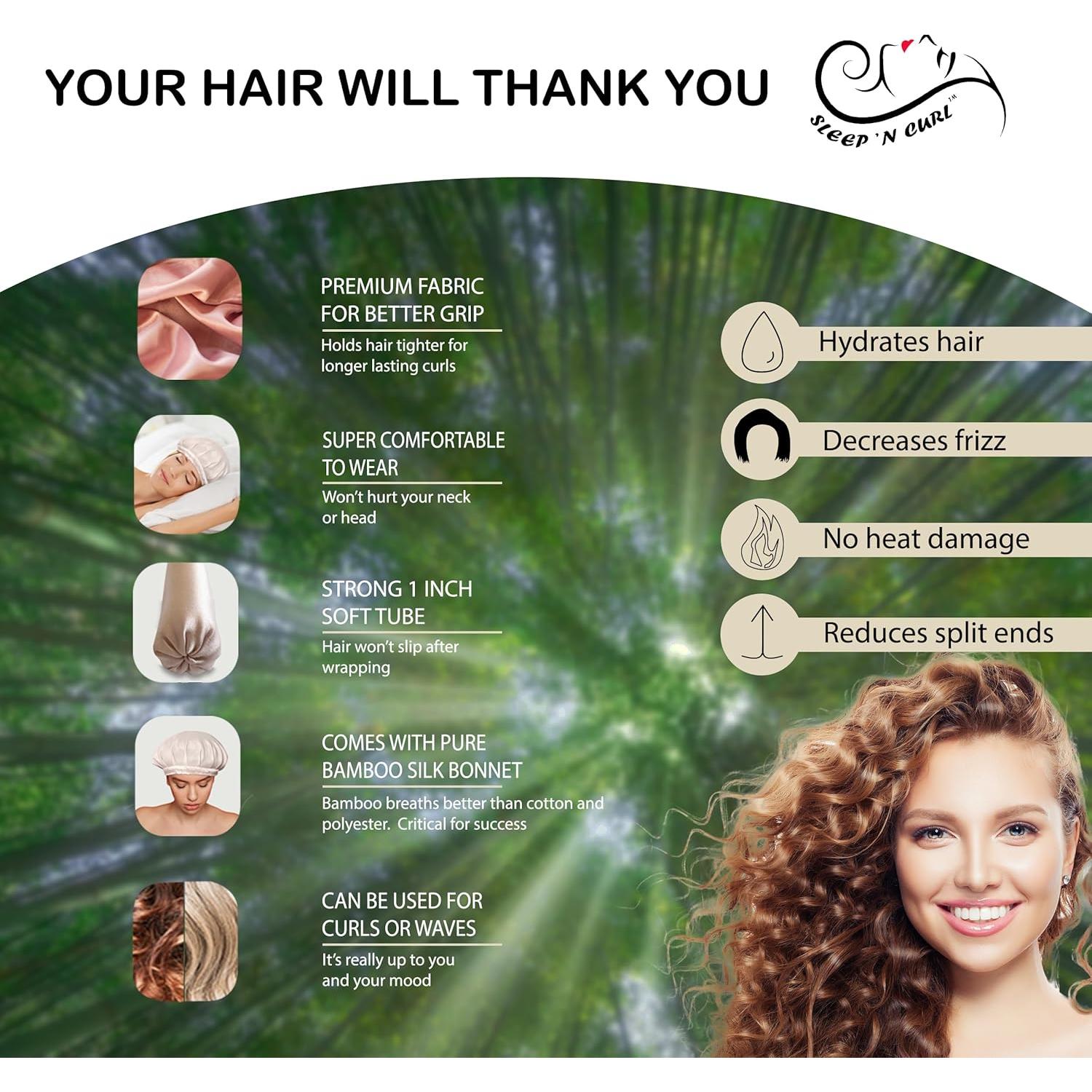 Kit Rizador de Cabello Sin Calor Sleep 'N Curl 100% Bambú