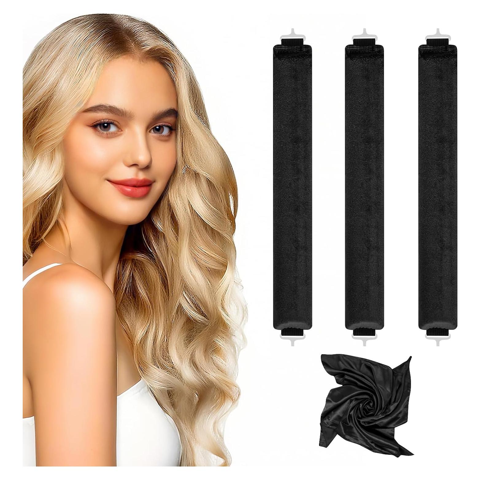 Rizadores Sin Calor Togayu - 3 Paquetes de Satén Negro