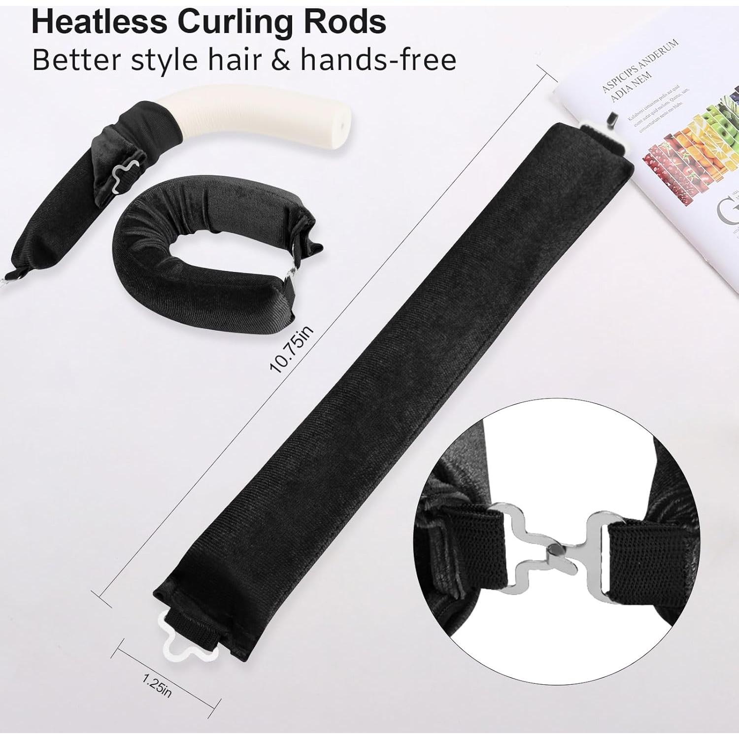 Rizadores Sin Calor Togayu - 3 Paquetes de Satén Negro