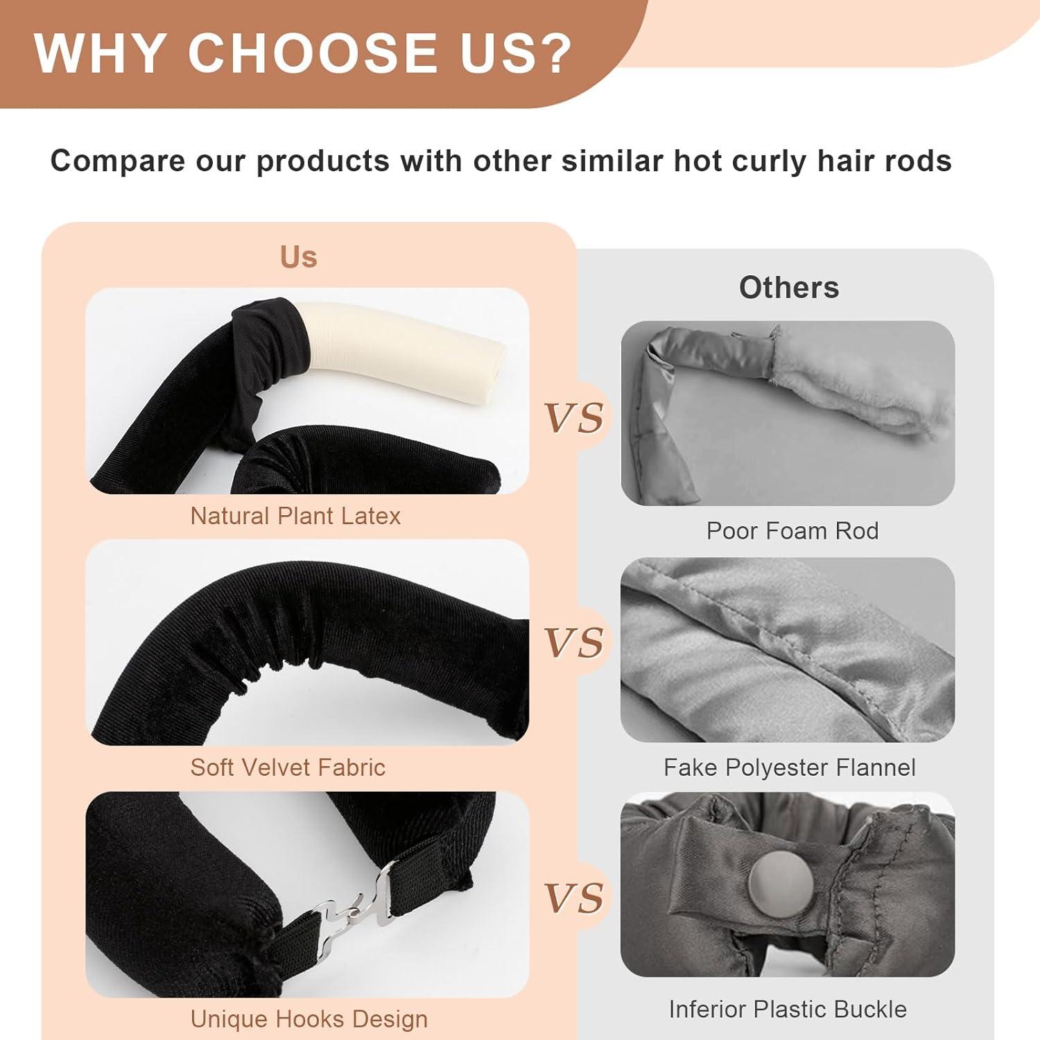 Rizadores Sin Calor Togayu - 3 Paquetes de Satén Negro