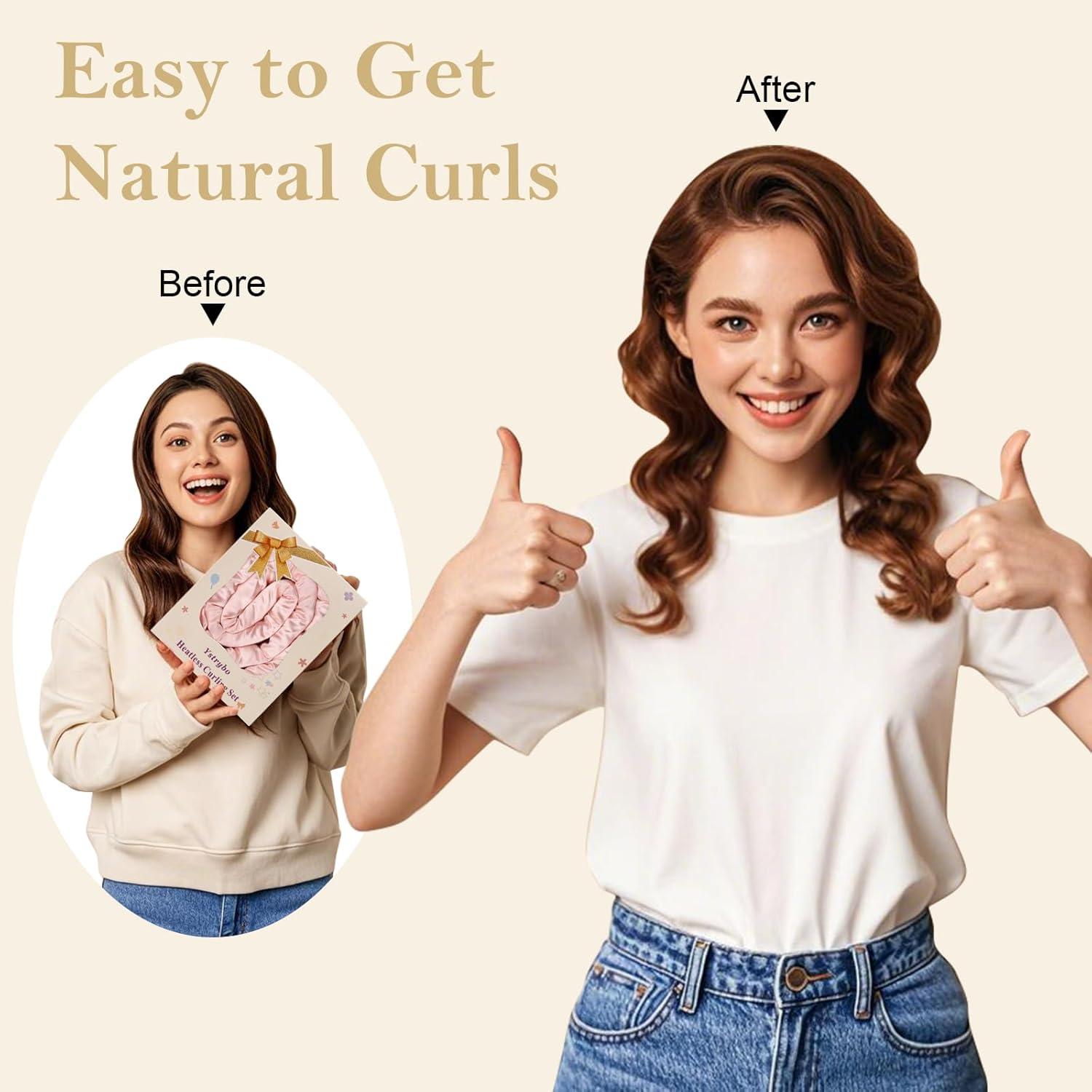 Rizadores Sin Calor Ystrybo Set 9 Piezas Rosa Blush