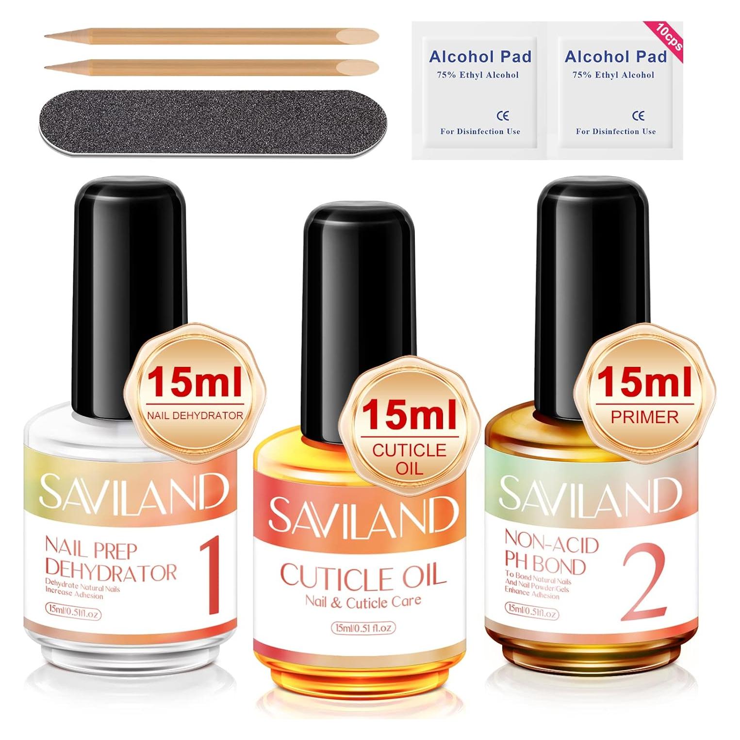 Kit de Preparación de Uñas Saviland 15 ML Deshidratador y Primer