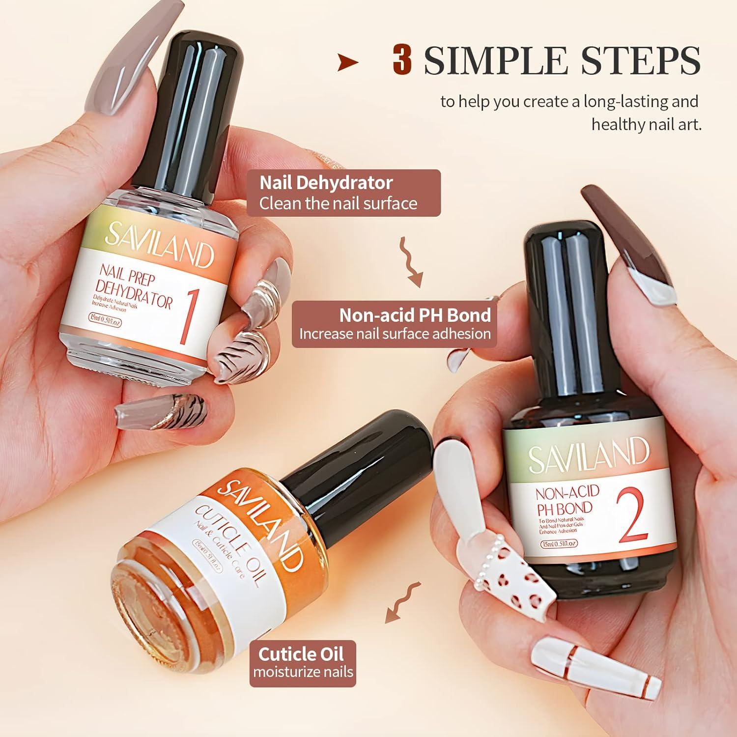 Kit de Preparación de Uñas Saviland 15 ML Deshidratador y Primer