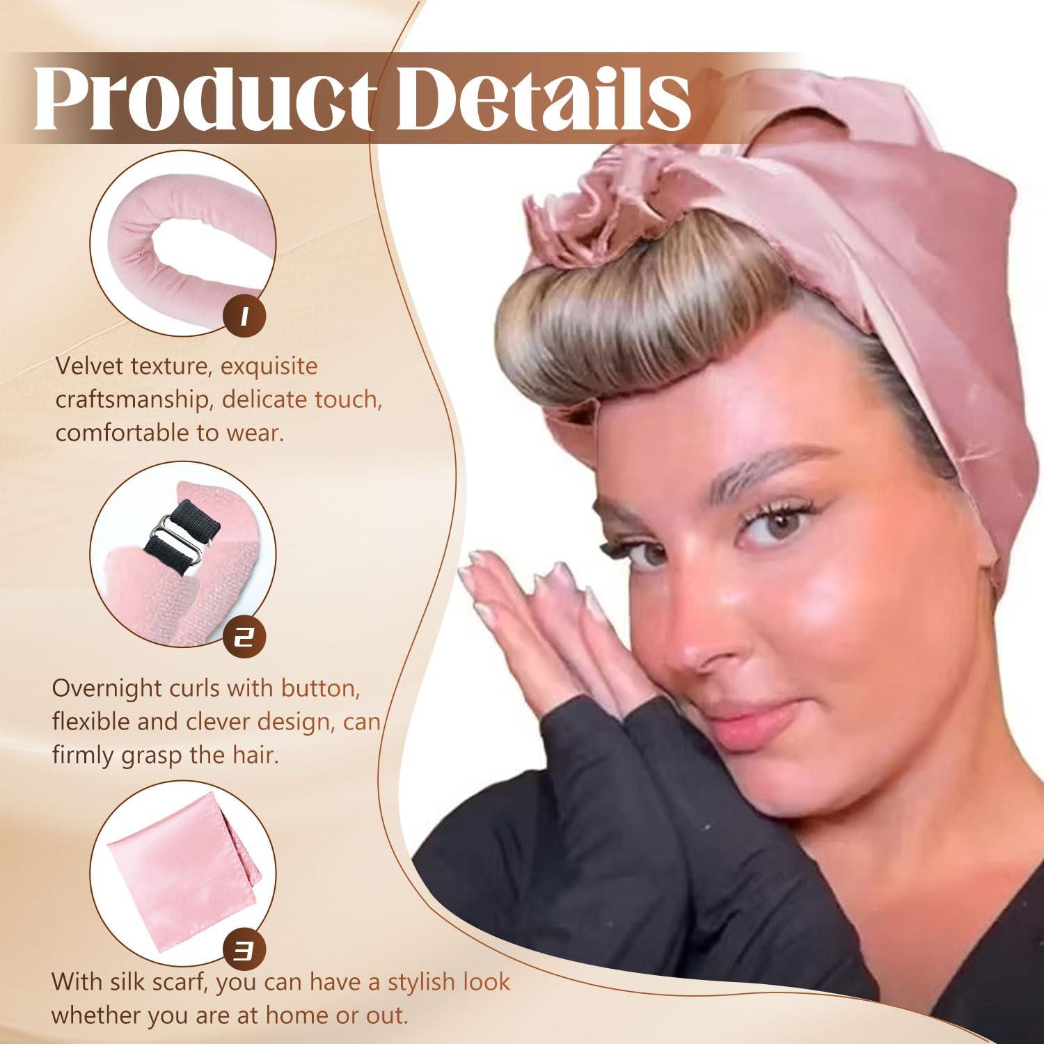 Juego de Rulos Sin Calor Deacocal Rosa 3 Pcs para Dormir