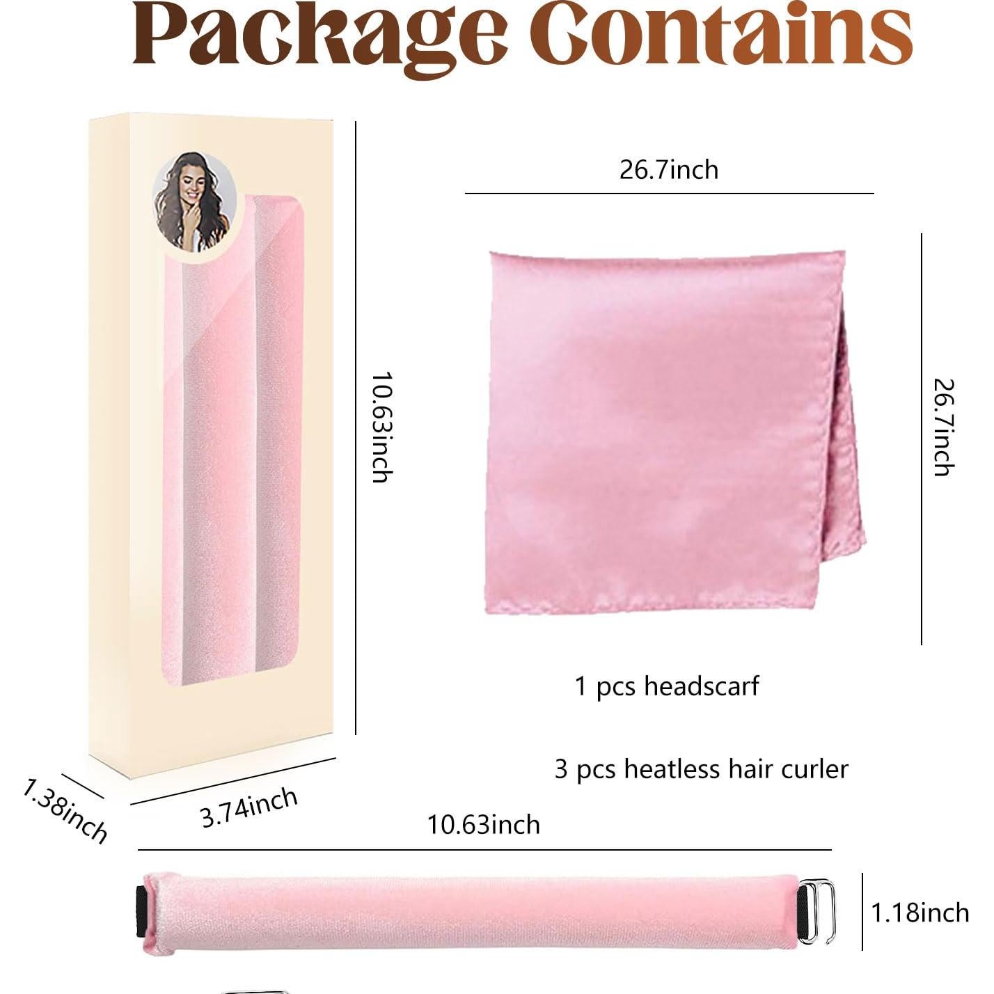 Juego de Rulos Sin Calor Deacocal Rosa 3 Pcs para Dormir