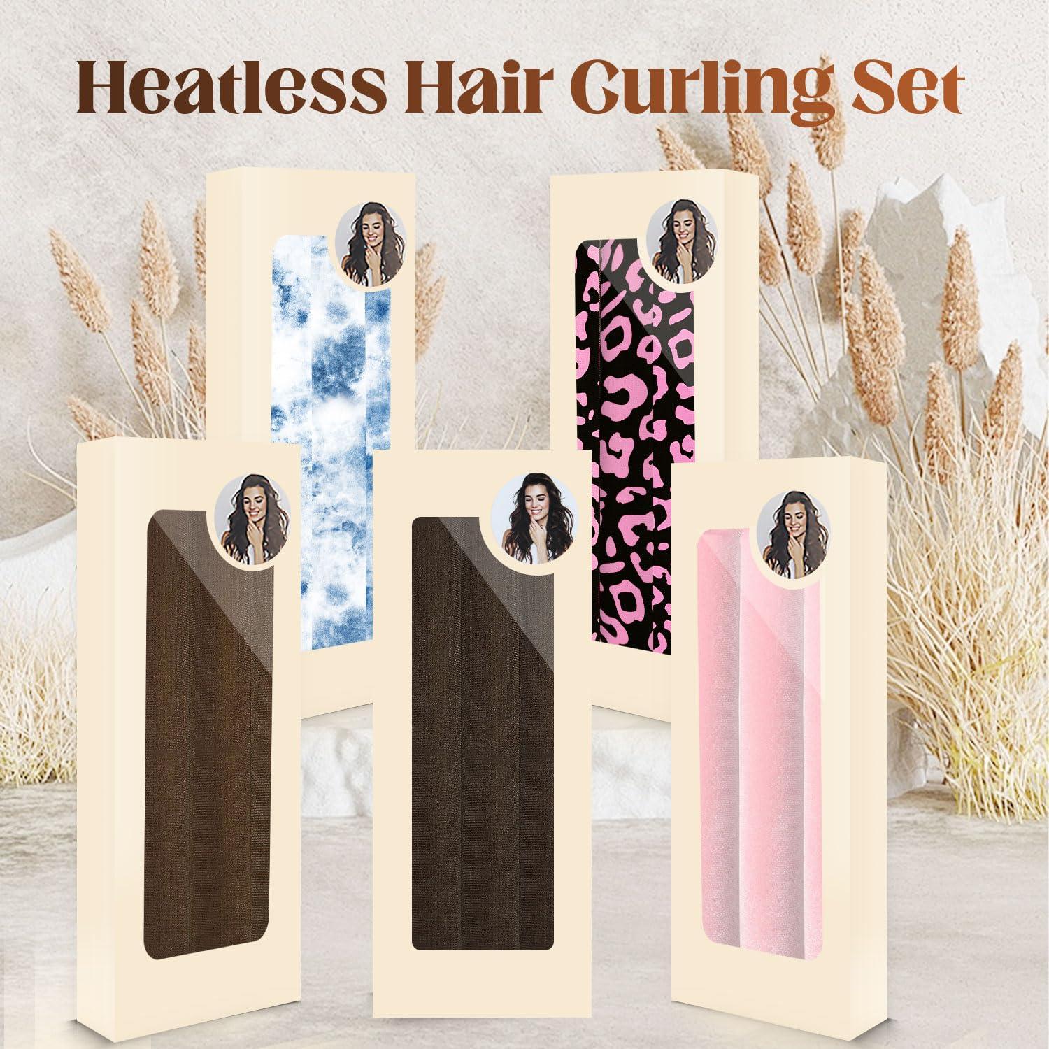 Juego de Rulos Sin Calor Deacocal Rosa 3 Pcs para Dormir