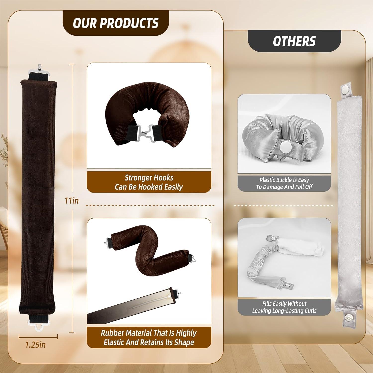 Rulos Sin Calor Jumbo Luckybear para Dormir 4pcs Terciopelo