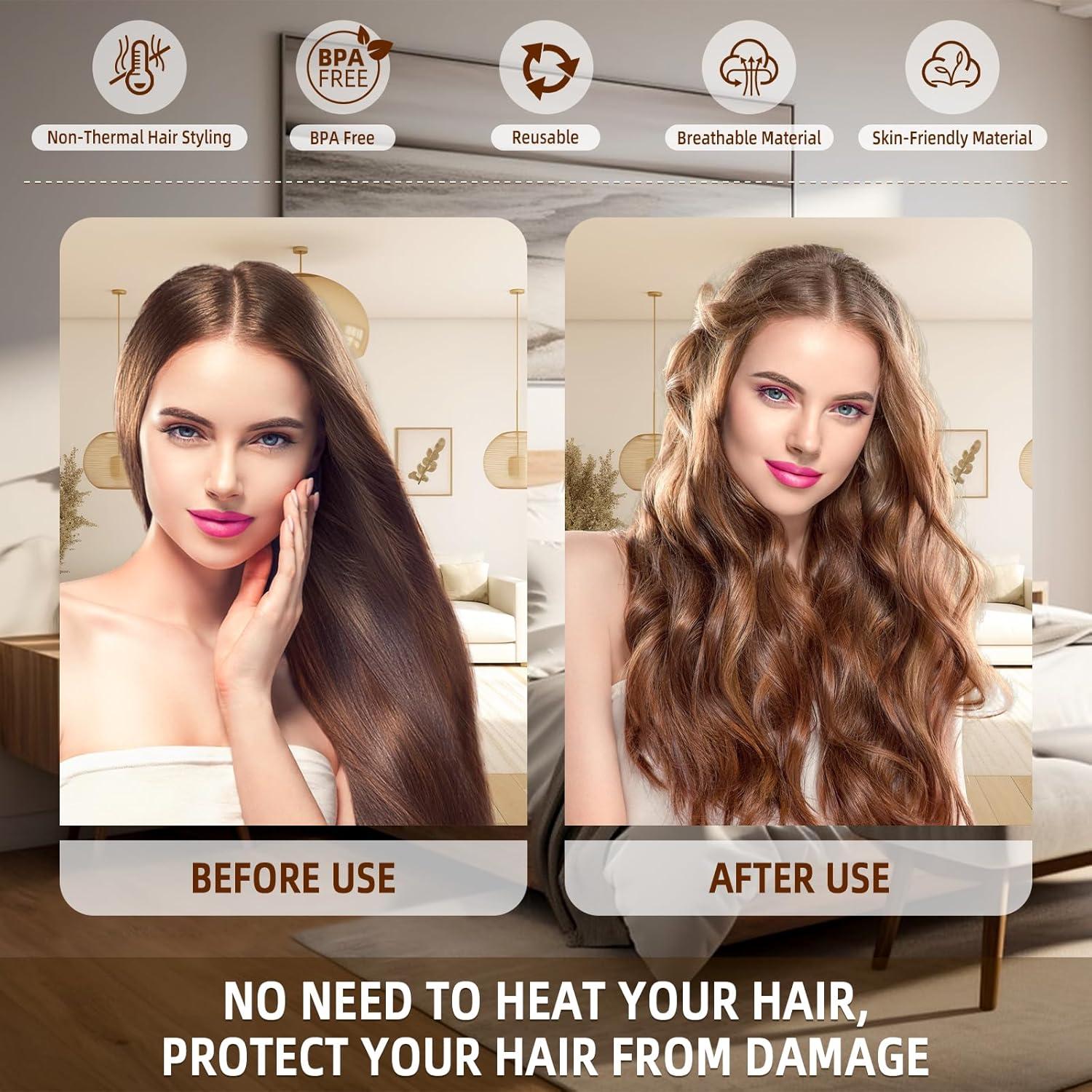 Rulos Sin Calor Jumbo Luckybear para Dormir 4pcs Terciopelo