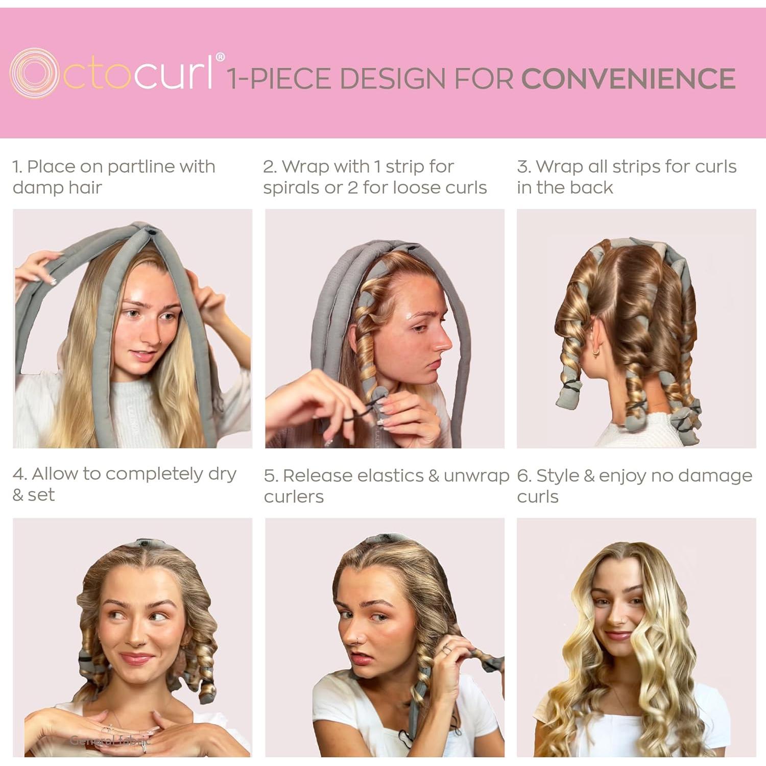 Rizador de Cabello Sin Calor QMax - Octocurl Malva 30 cm