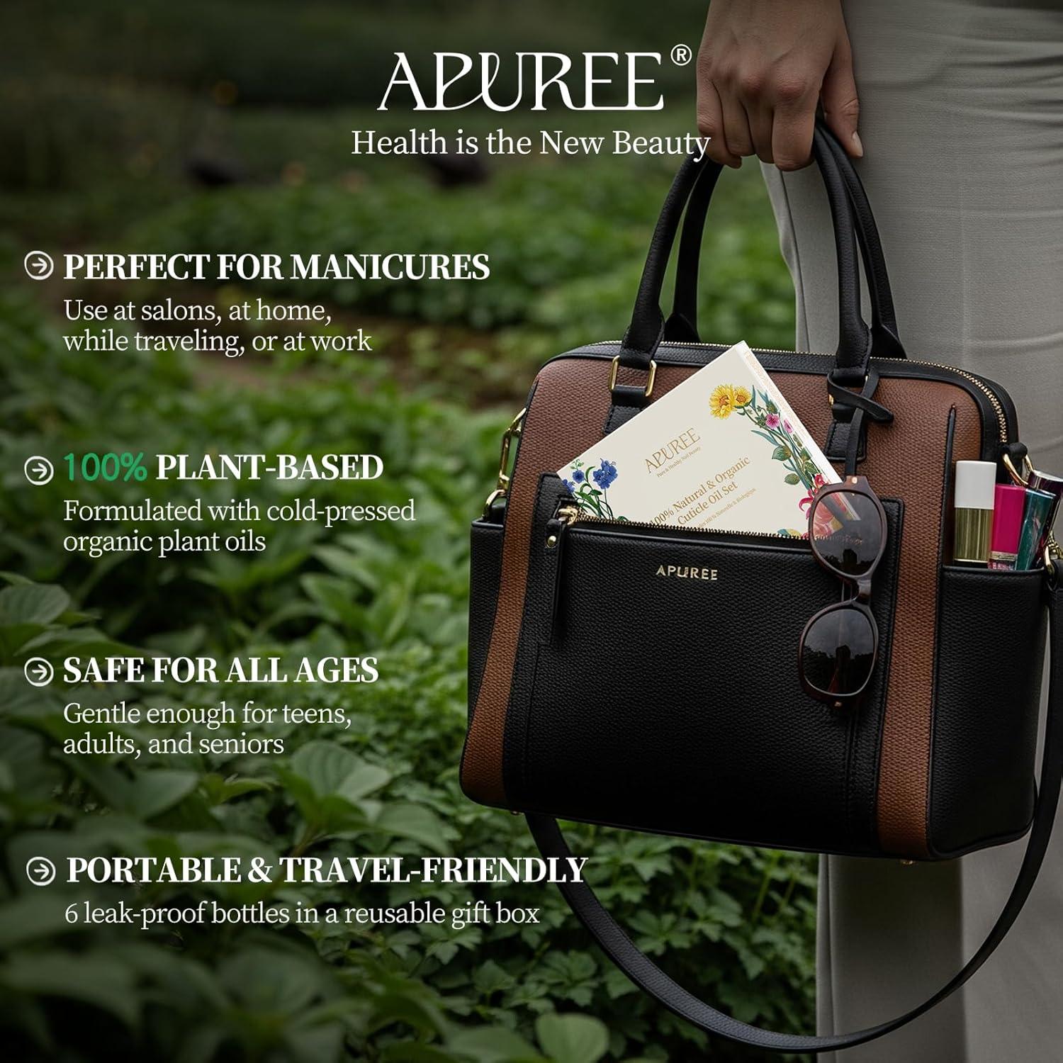 Set de Aceite para Cutículas Orgánico Apuree - 6 Piezas Hidratantes