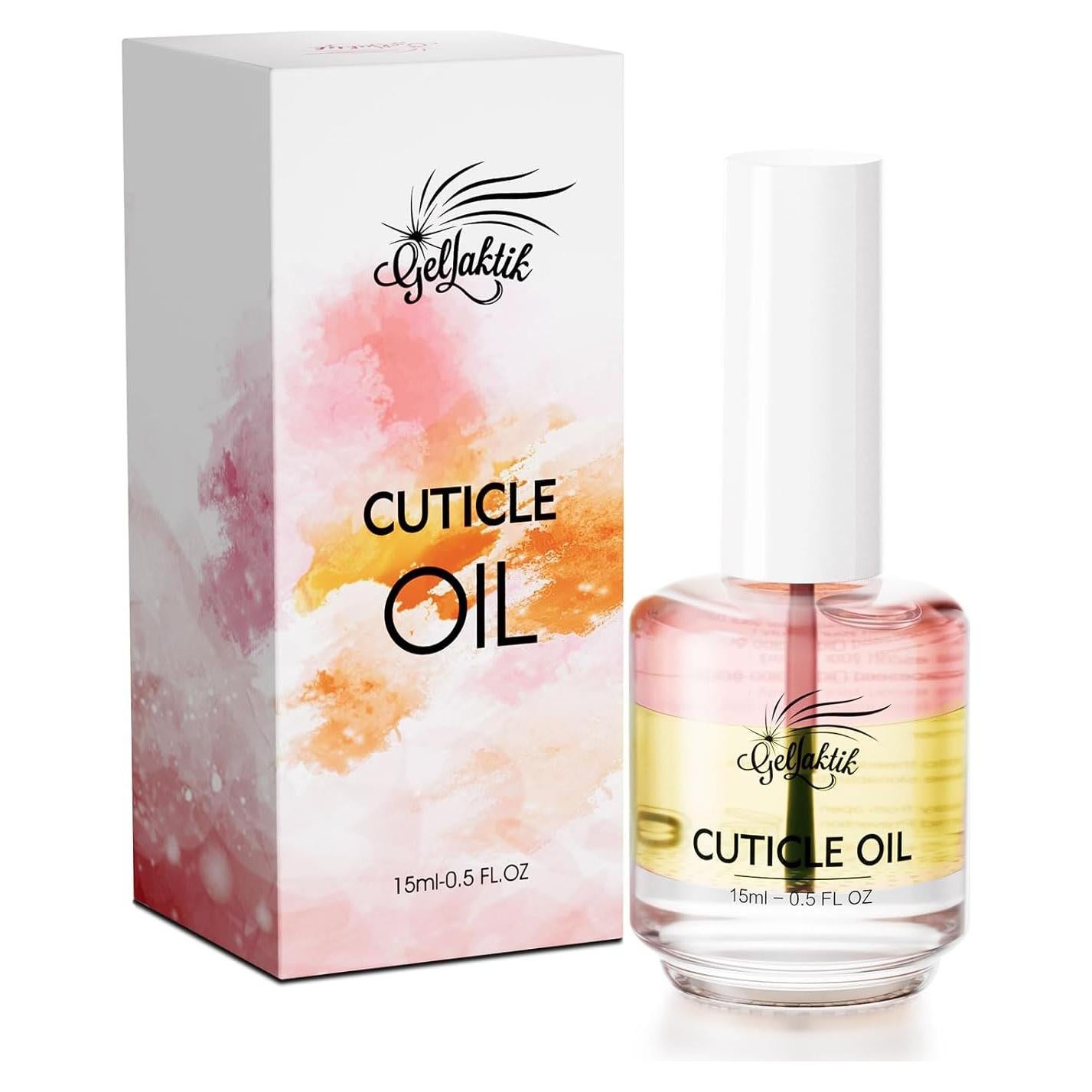 Cuticle Oil, 15ml Cuticle Oil for Nails on Brush with Vitamin E & Rose Oil, Nourishing, Strengthening, Moisturizing, Repairs Dry Cuticles & Damaged Nails, Fast Absorbing Nail Treatment