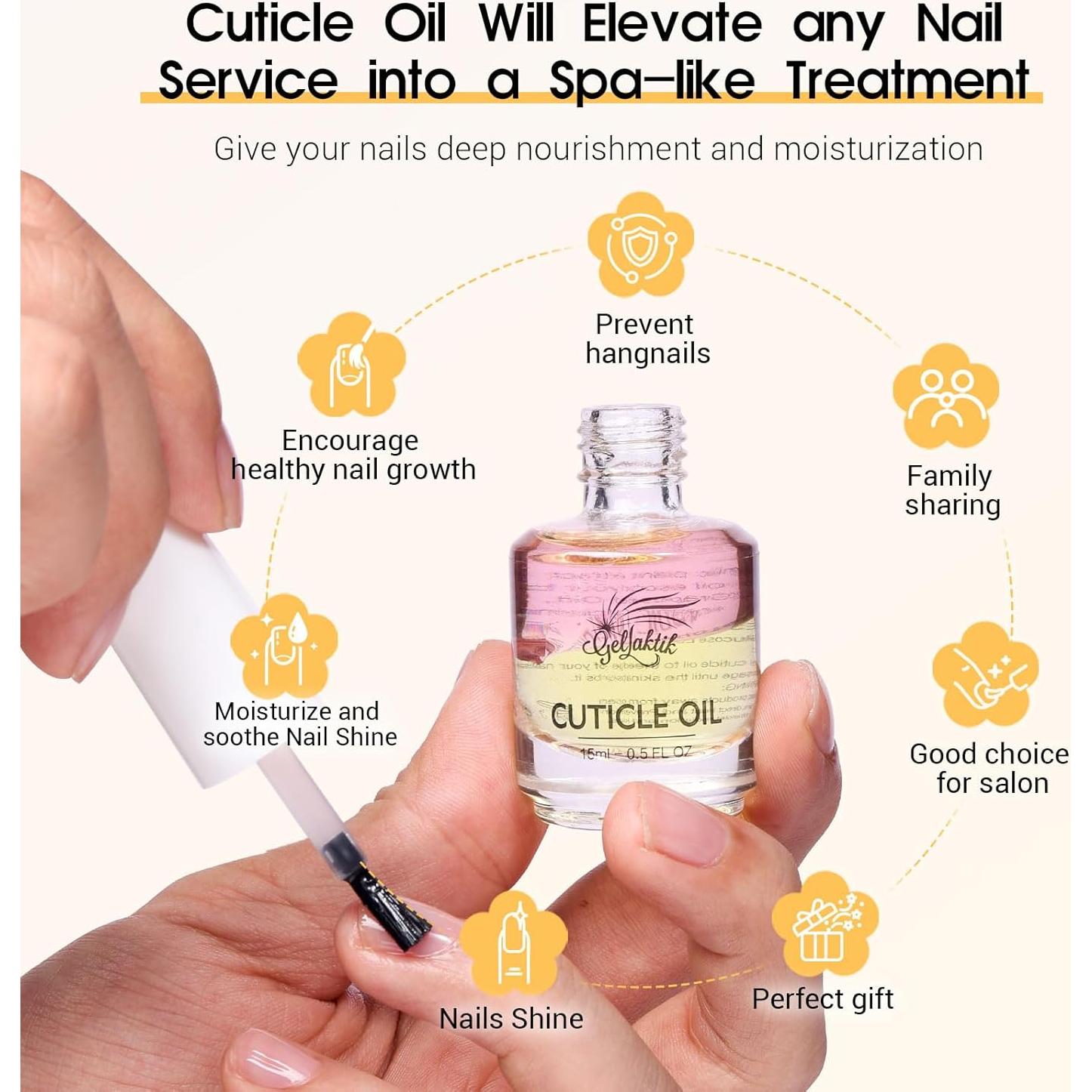 Cuticle Oil, 15ml Cuticle Oil for Nails on Brush with Vitamin E & Rose Oil, Nourishing, Strengthening, Moisturizing, Repairs Dry Cuticles & Damaged Nails, Fast Absorbing Nail Treatment