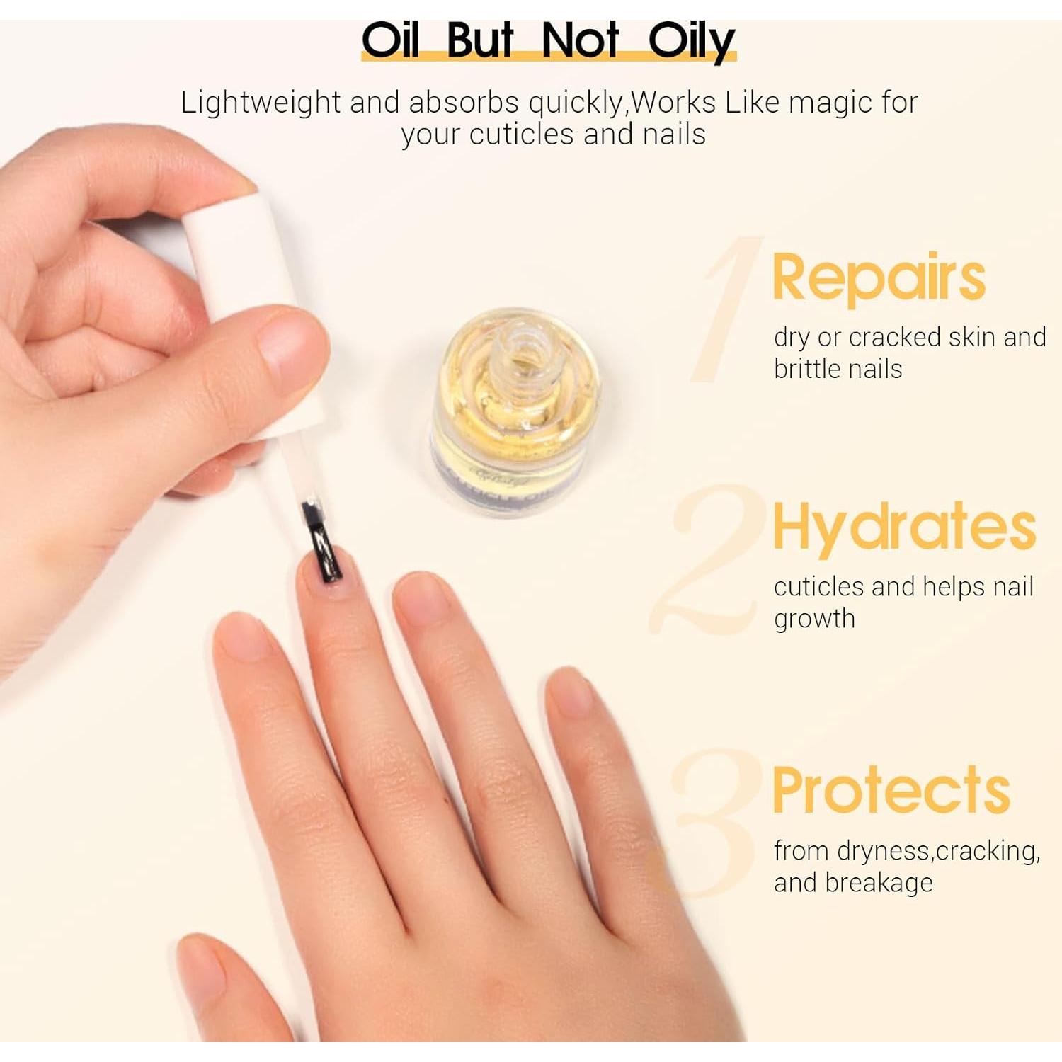 Cuticle Oil, 15ml Cuticle Oil for Nails on Brush with Vitamin E & Rose Oil, Nourishing, Strengthening, Moisturizing, Repairs Dry Cuticles & Damaged Nails, Fast Absorbing Nail Treatment
