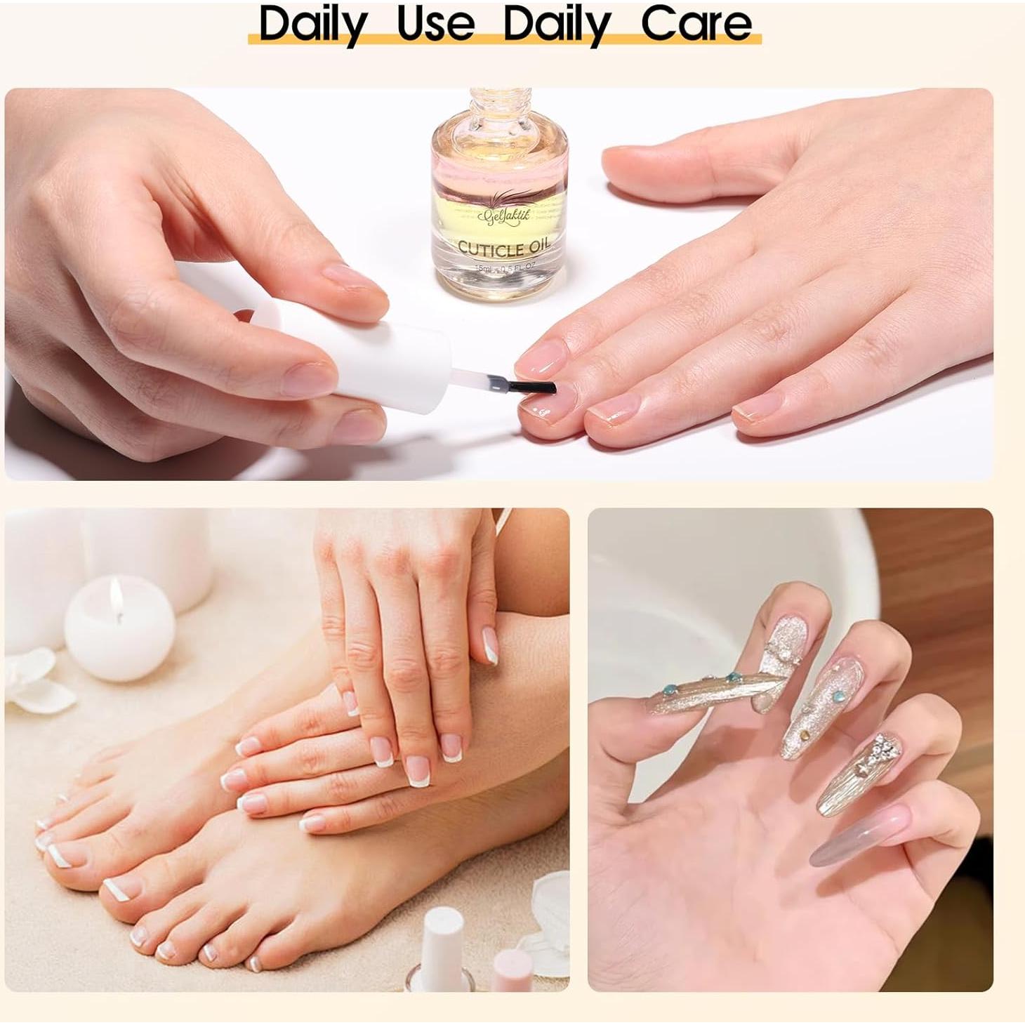 Cuticle Oil, 15ml Cuticle Oil for Nails on Brush with Vitamin E & Rose Oil, Nourishing, Strengthening, Moisturizing, Repairs Dry Cuticles & Damaged Nails, Fast Absorbing Nail Treatment