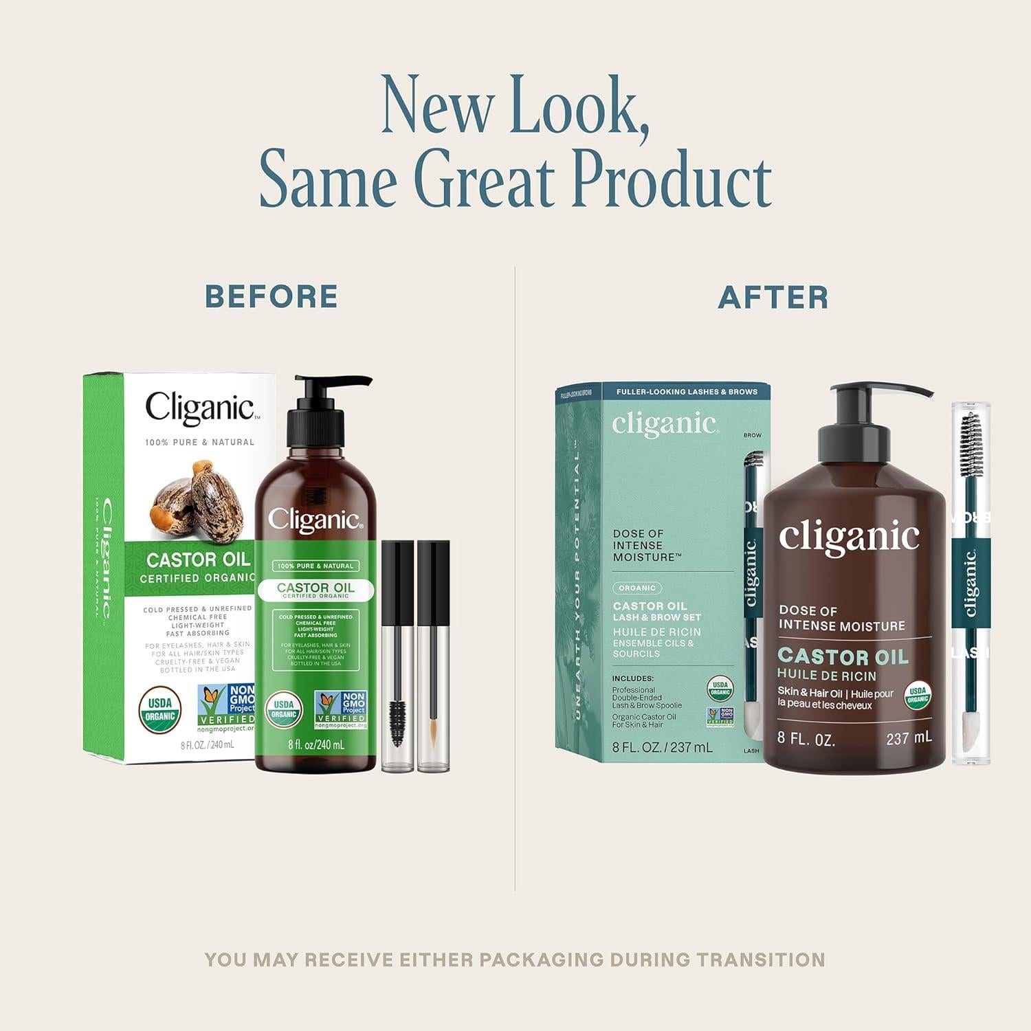 Aceite de Ricino Orgánico Cliganic 236.6 ml - Puro y Natural