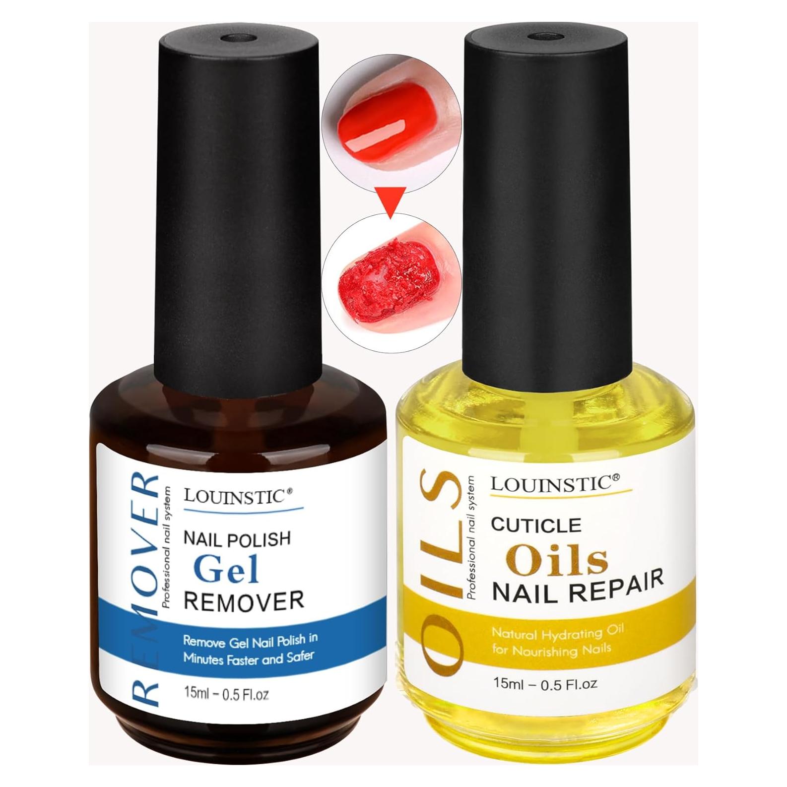 Removedor de Gel para Uñas LOUINSTIC 15ml y Aceite Cutículas 15ml