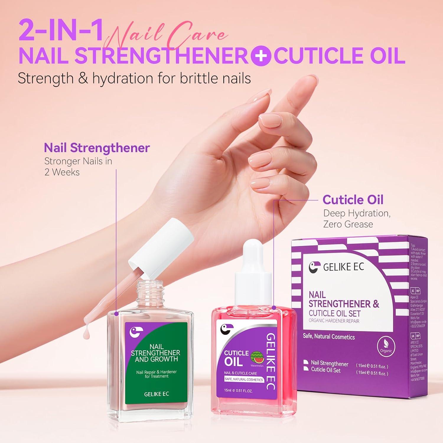 Kit de Cuidado de Uñas Gelike EC - Fortalecedor y Aceite 15ml