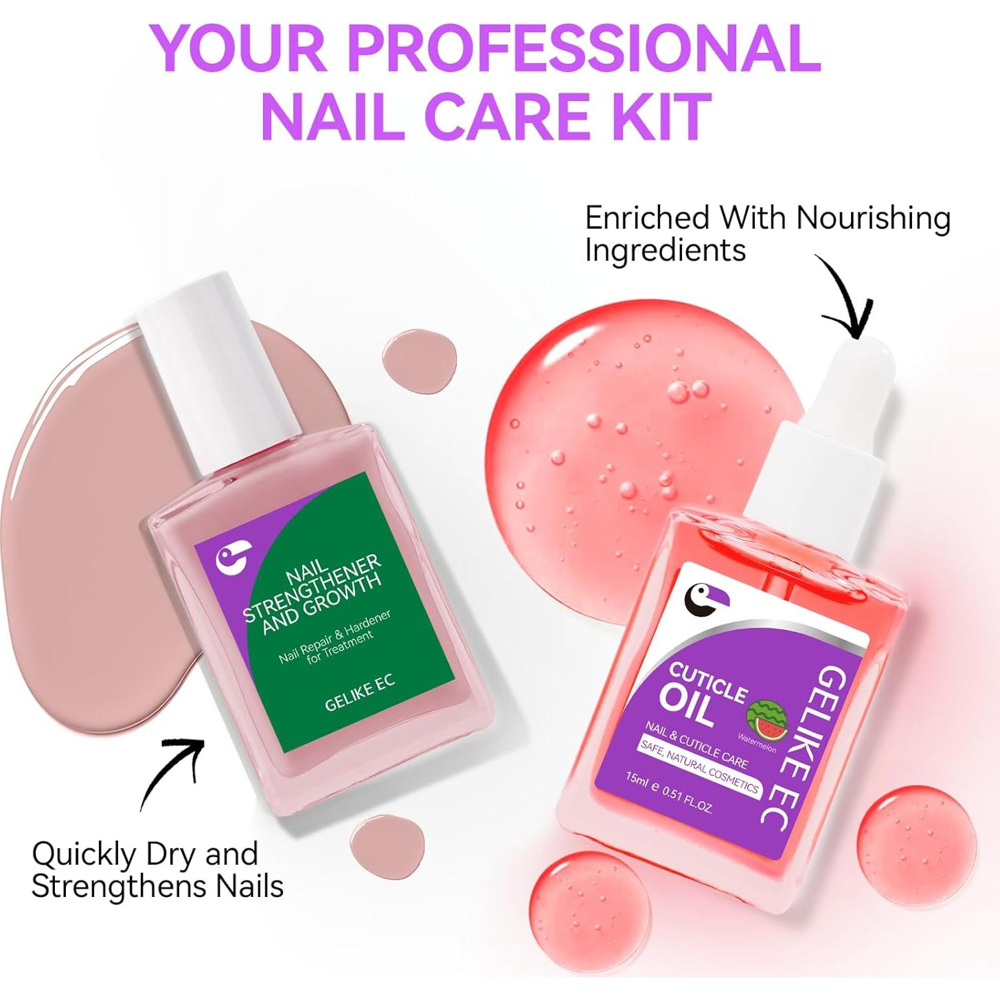 Kit de Cuidado de Uñas Gelike EC - Fortalecedor y Aceite 15ml