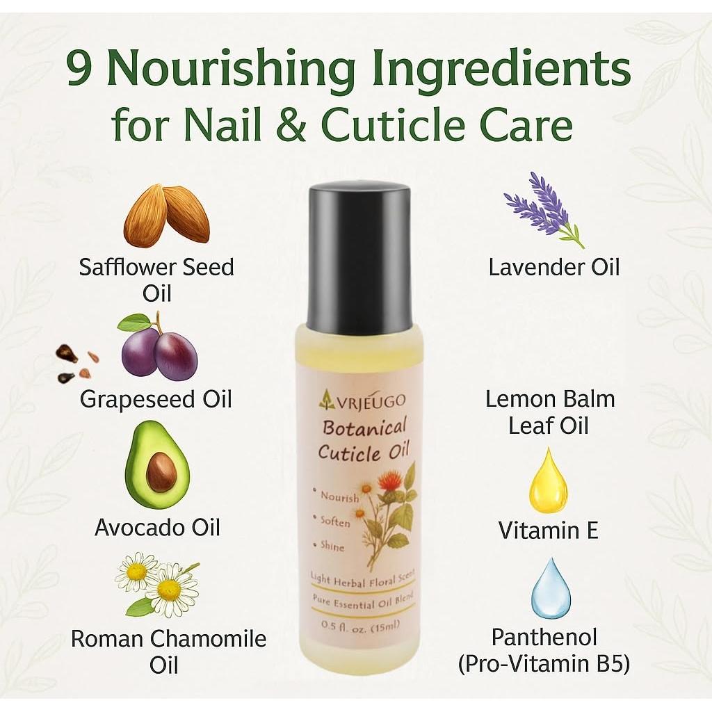 Aceite para Cutículas Roll-On 15ml Zhongxiang - Natural con Lavanda y Manzanilla