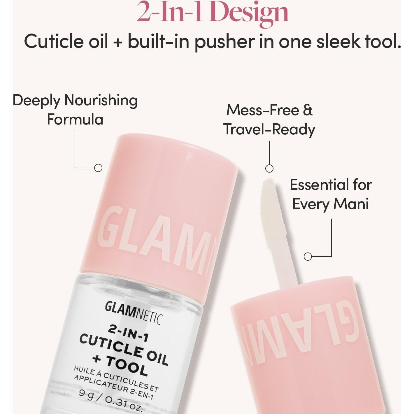 Aceite para Cutículas 2-en-1 Glamnetic - Suero Nutritivo 8.8g