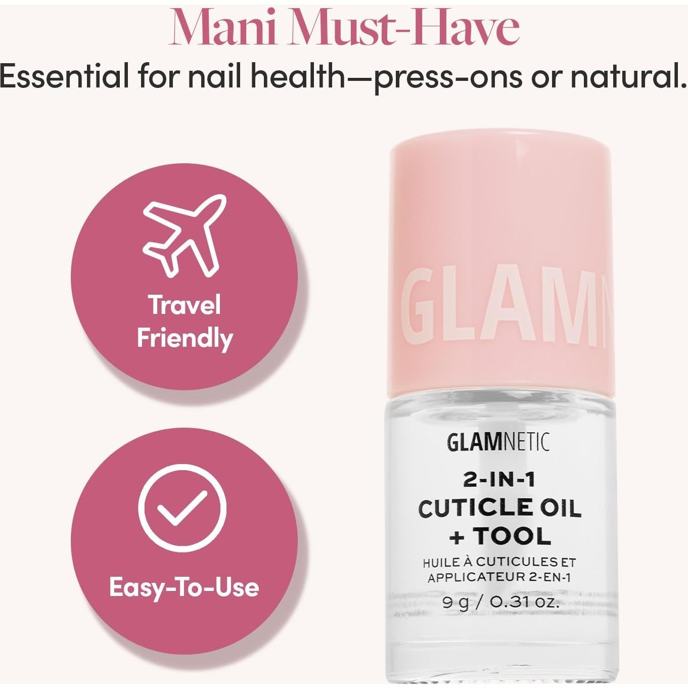 Aceite para Cutículas 2-en-1 Glamnetic - Suero Nutritivo 8.8g