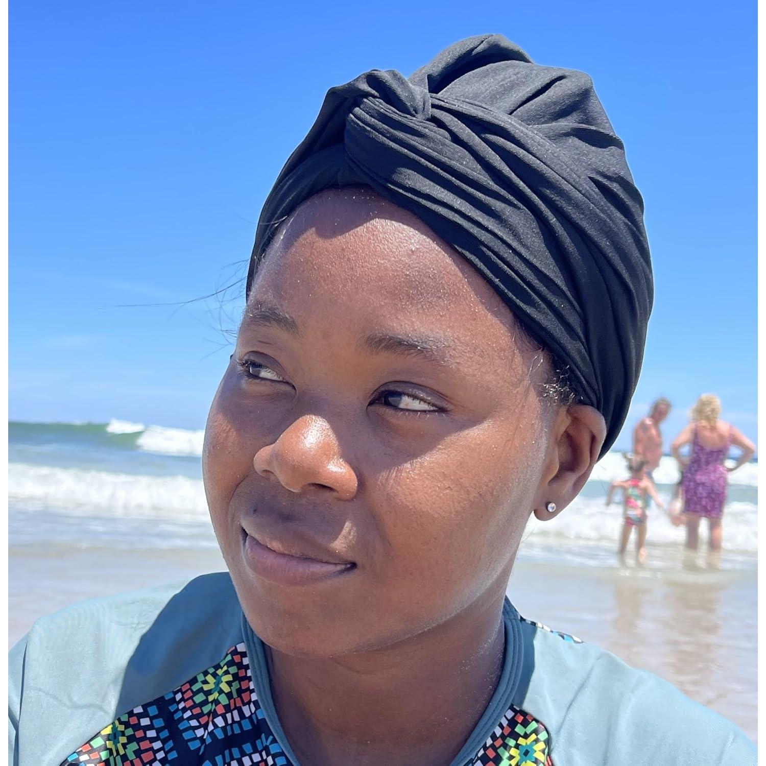 Turbante de Natación SWIG Negro con Bolsa de Playa - Protección Cabello