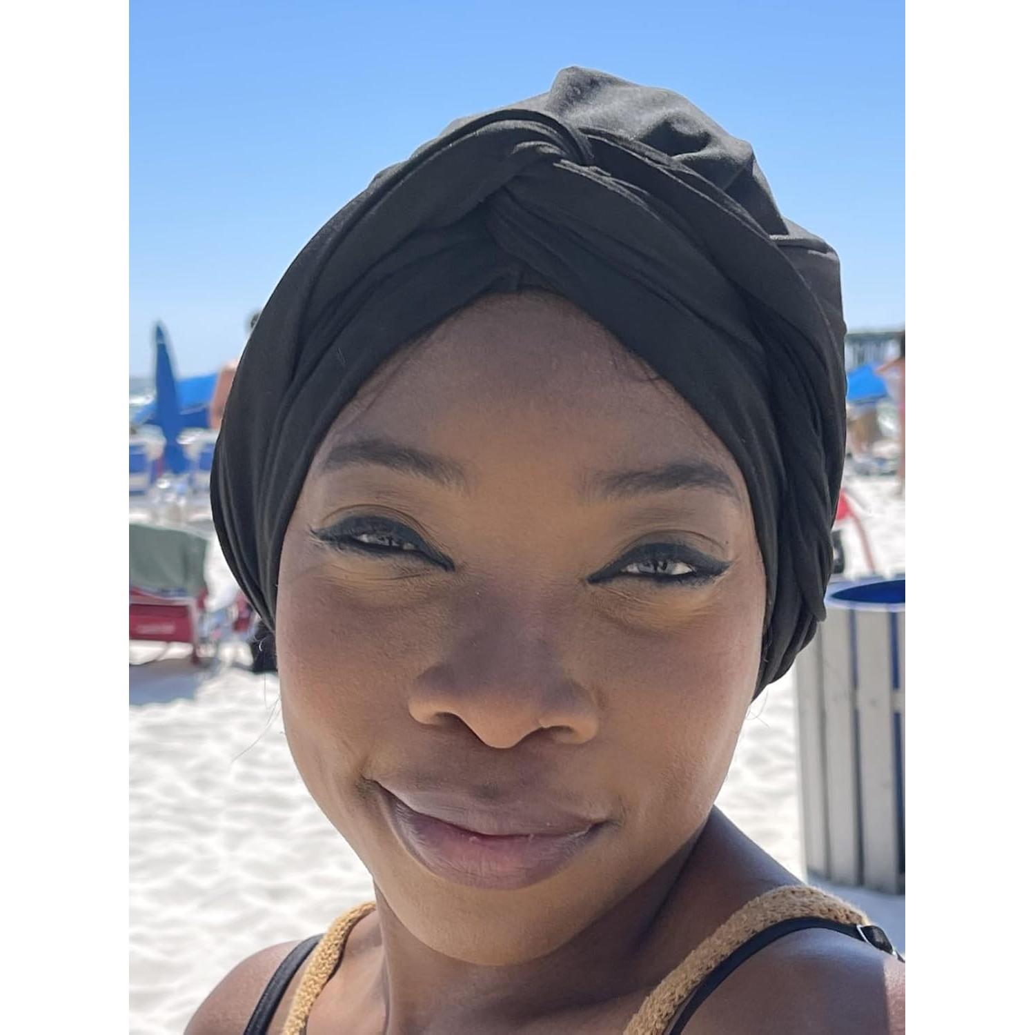 Turbante de Natación SWIG Negro con Bolsa de Playa - Protección Cabello