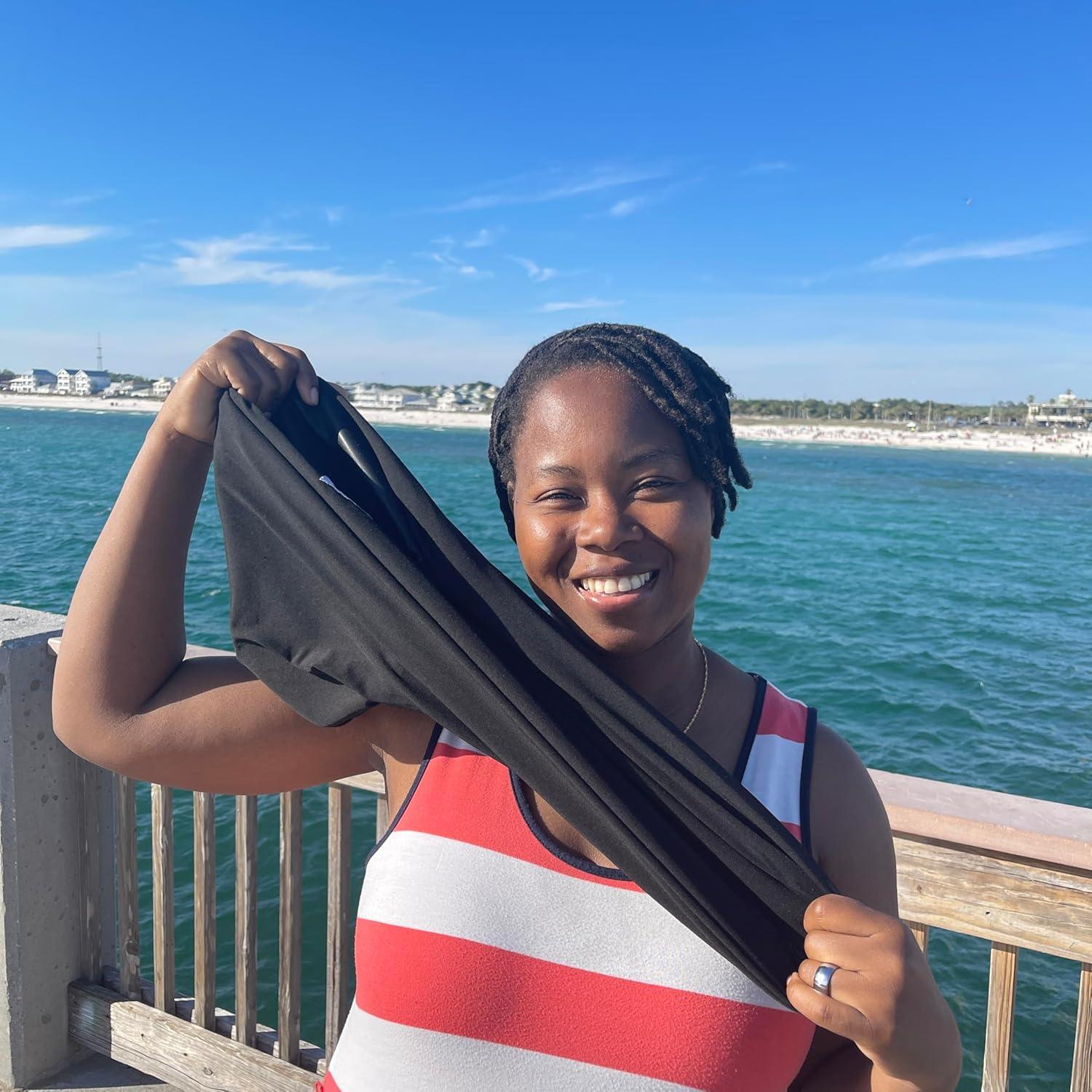 Turbante de Natación SWIG Negro con Bolsa de Playa - Protección Cabello