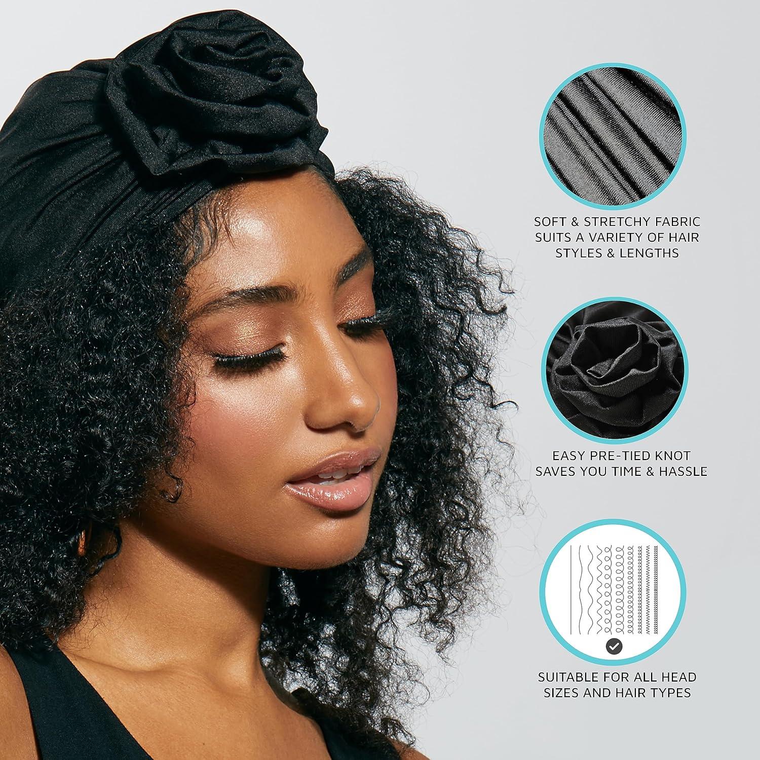 Turbante KISS Colors & Care Top Knot Negro - Suave y Elástico