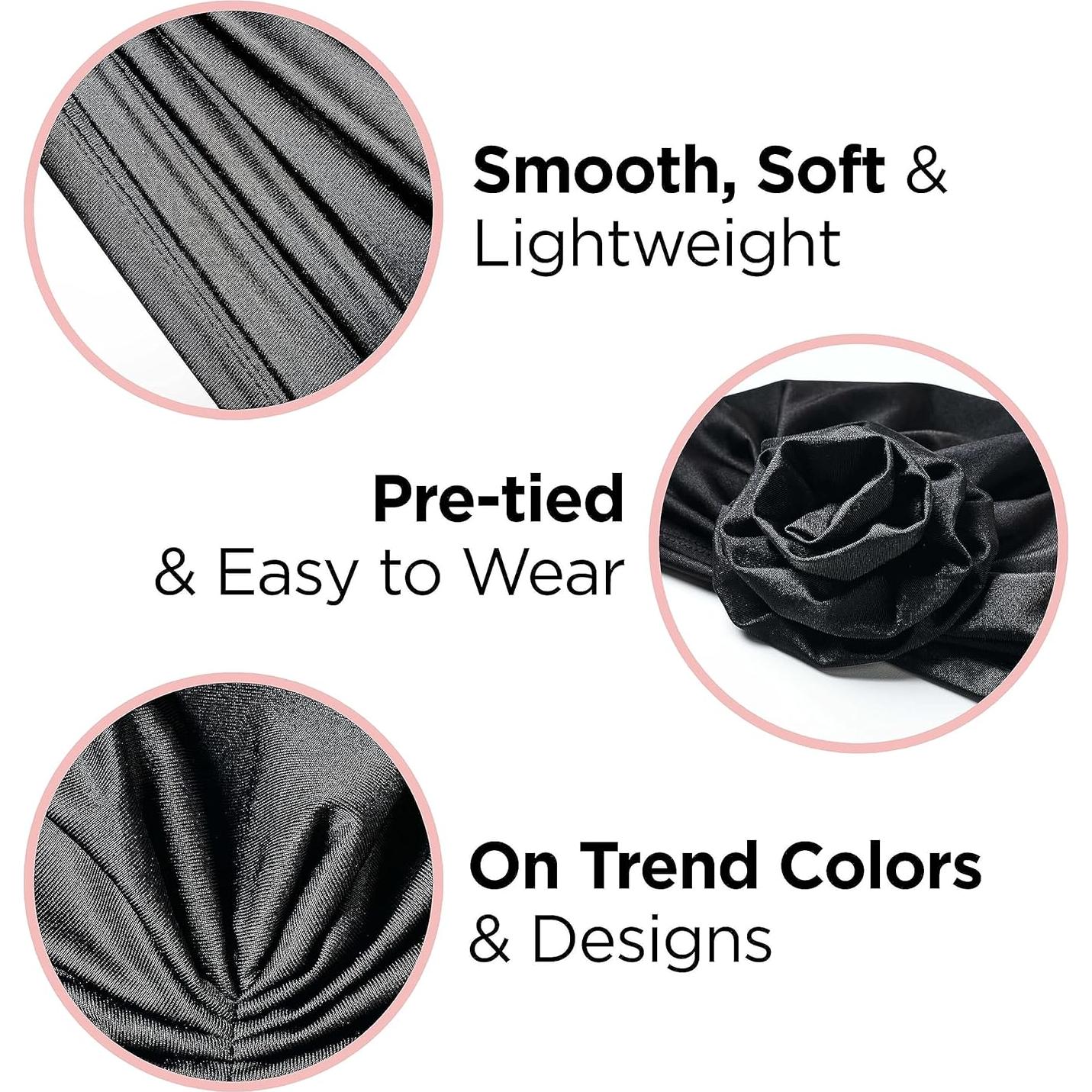 Turbante KISS Colors & Care Top Knot Negro - Suave y Elástico