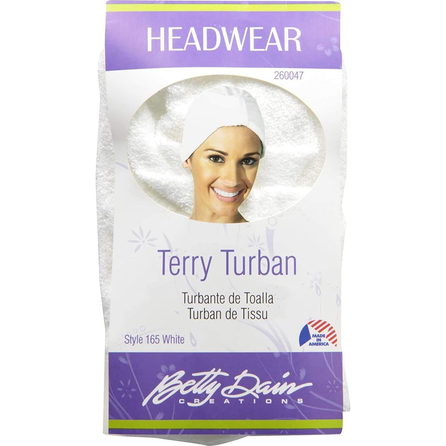 Turbante de Toalla Elástica Betty Dain Blanco para Alopecia