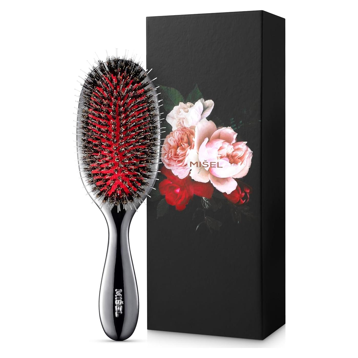 Cepillo Profesional MISEL de Cerda de Jabalí Mediano Negro