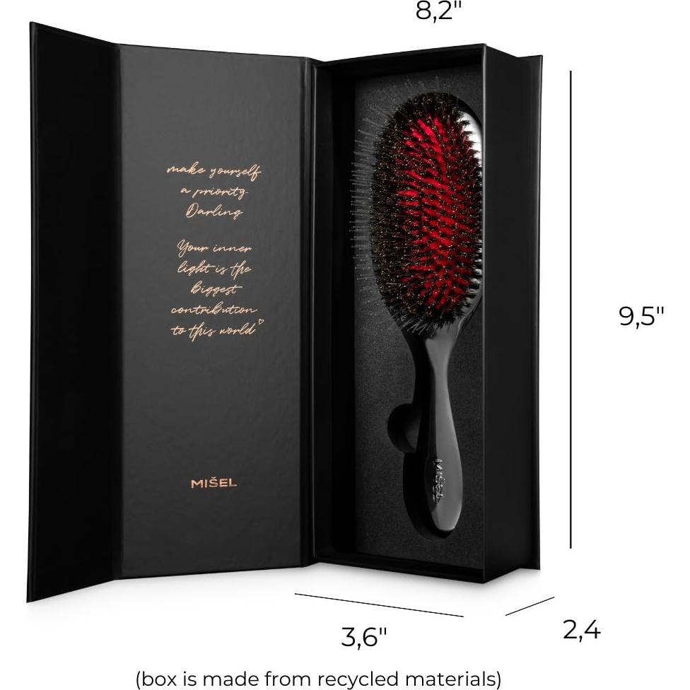 Cepillo Profesional MISEL de Cerda de Jabalí Mediano Negro