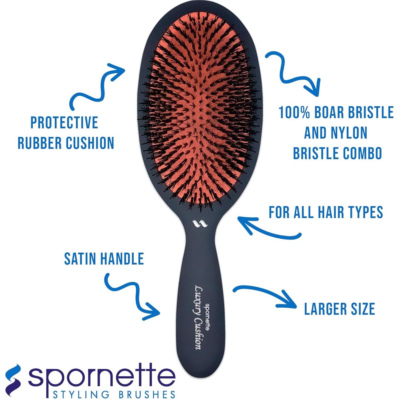 Cepillo Ovalado Spornette LX-1 con Cerdas de Jabalí y Nylon